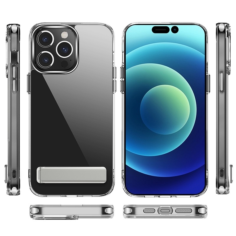 iPhone 13 Pro Θήκη Σιλικόνης Διάφανη Με Σταντ Four Corner Airbag Shockproof Holder Phone Case Transparent