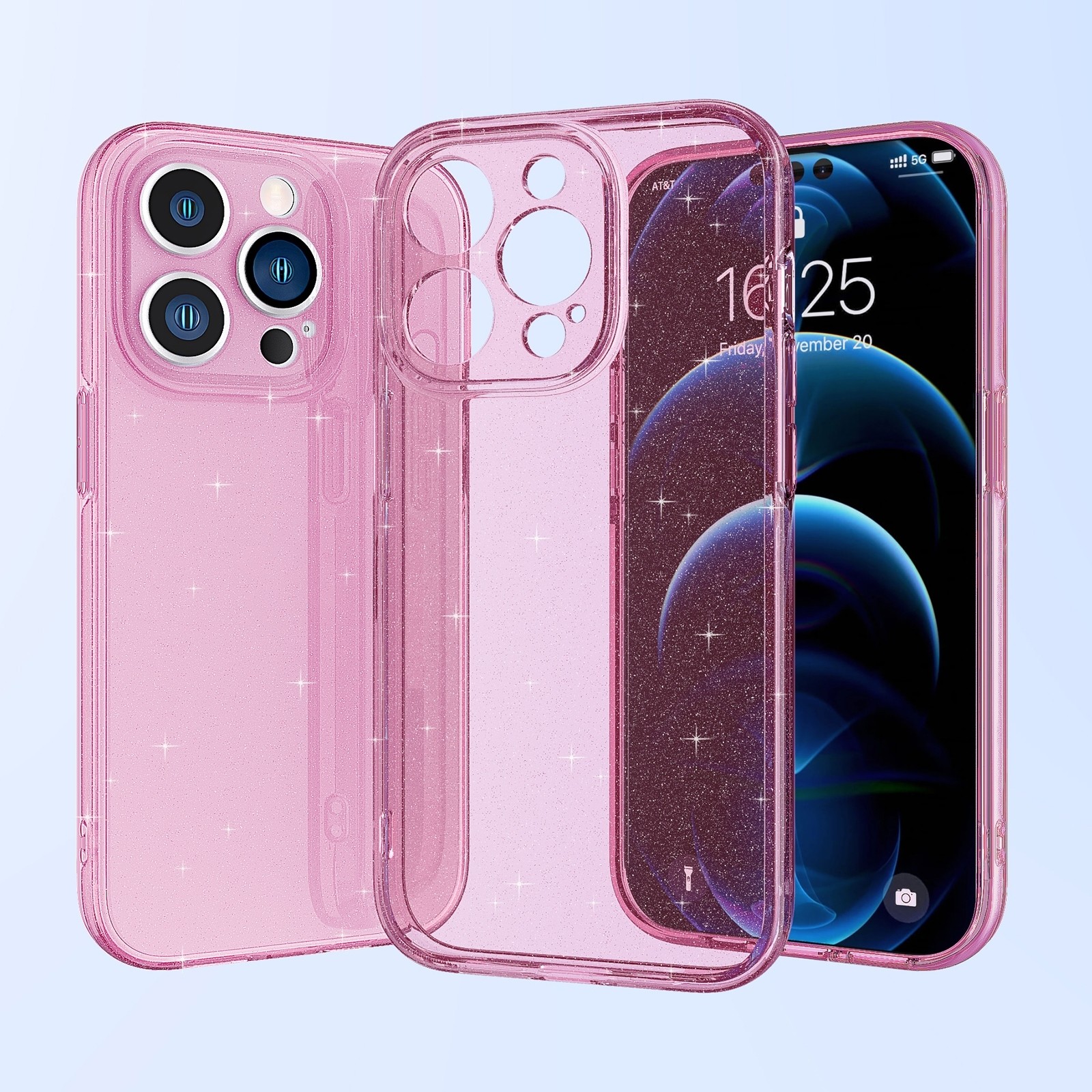 iPhone 13 Pro Max Θήκη Σιλικόνης Ροζ Silicone Fine Hole Phone Protective Case Shining Pink