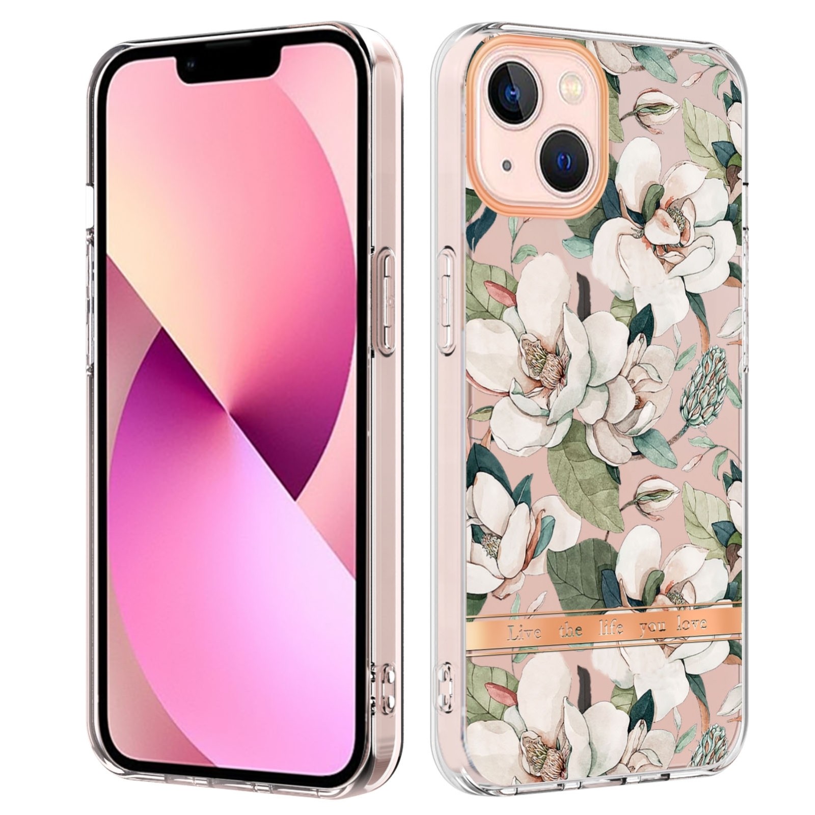 iPhone 14 Θήκη Σιλικόνης Πράσινη Γαρδένια Flowers and Plants Series IMD TPU Phone Case Green Gardenia