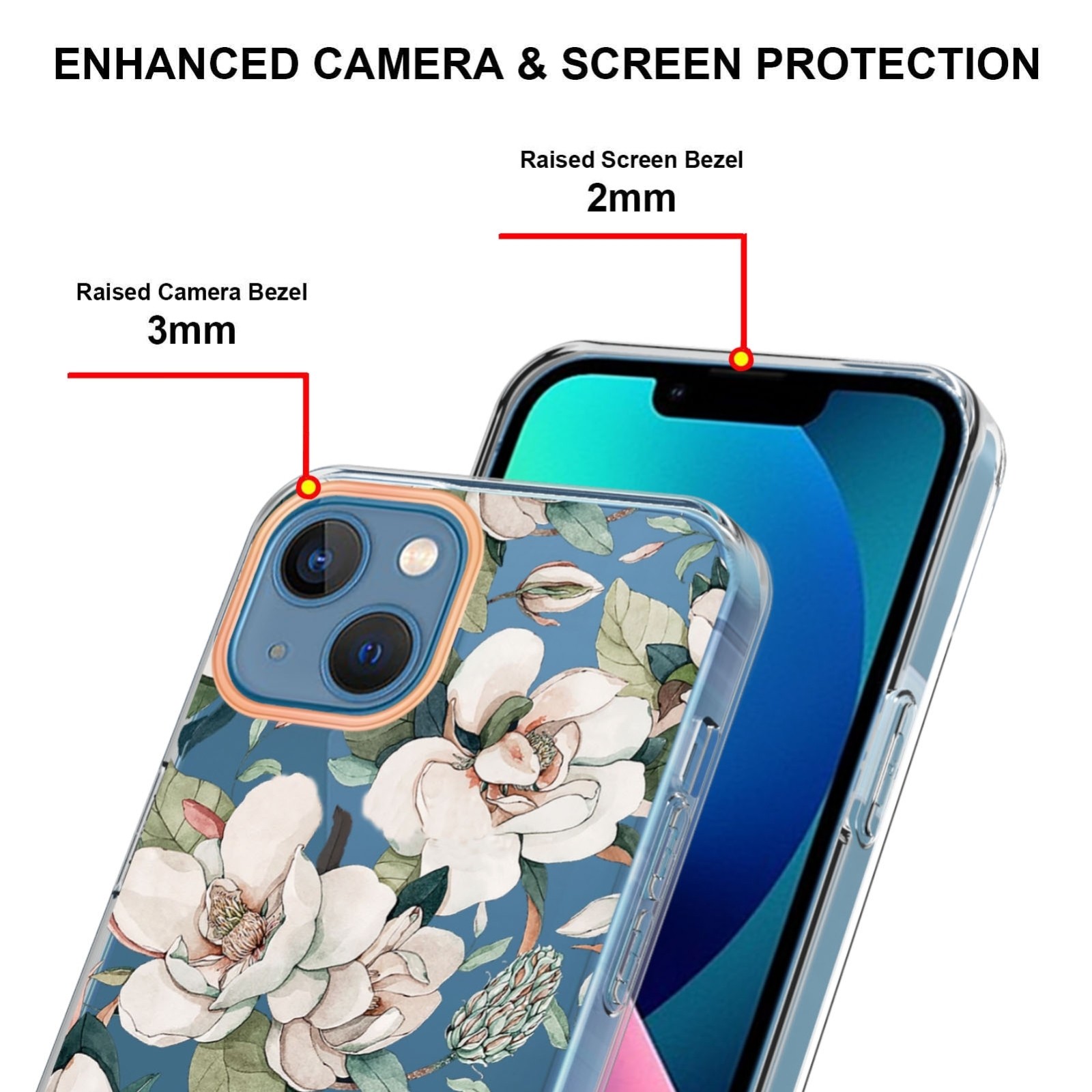 iPhone 14 Θήκη Σιλικόνης Πράσινη Γαρδένια Flowers and Plants Series IMD TPU Phone Case Green Gardenia