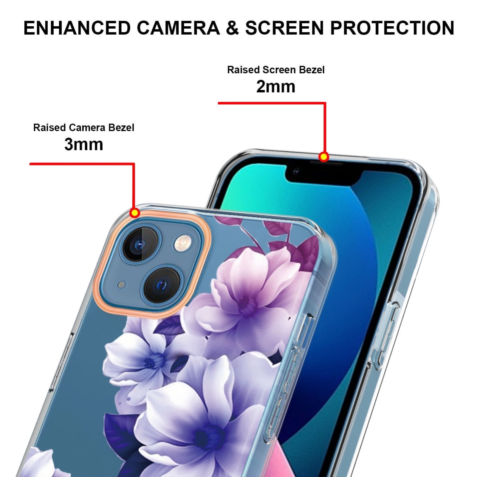 iPhone 14 Plus Θήκη Σιλικόνης Μωβ Βιγόνια Flowers and Plants Series IMD TPU Phone Case Purple Begonia