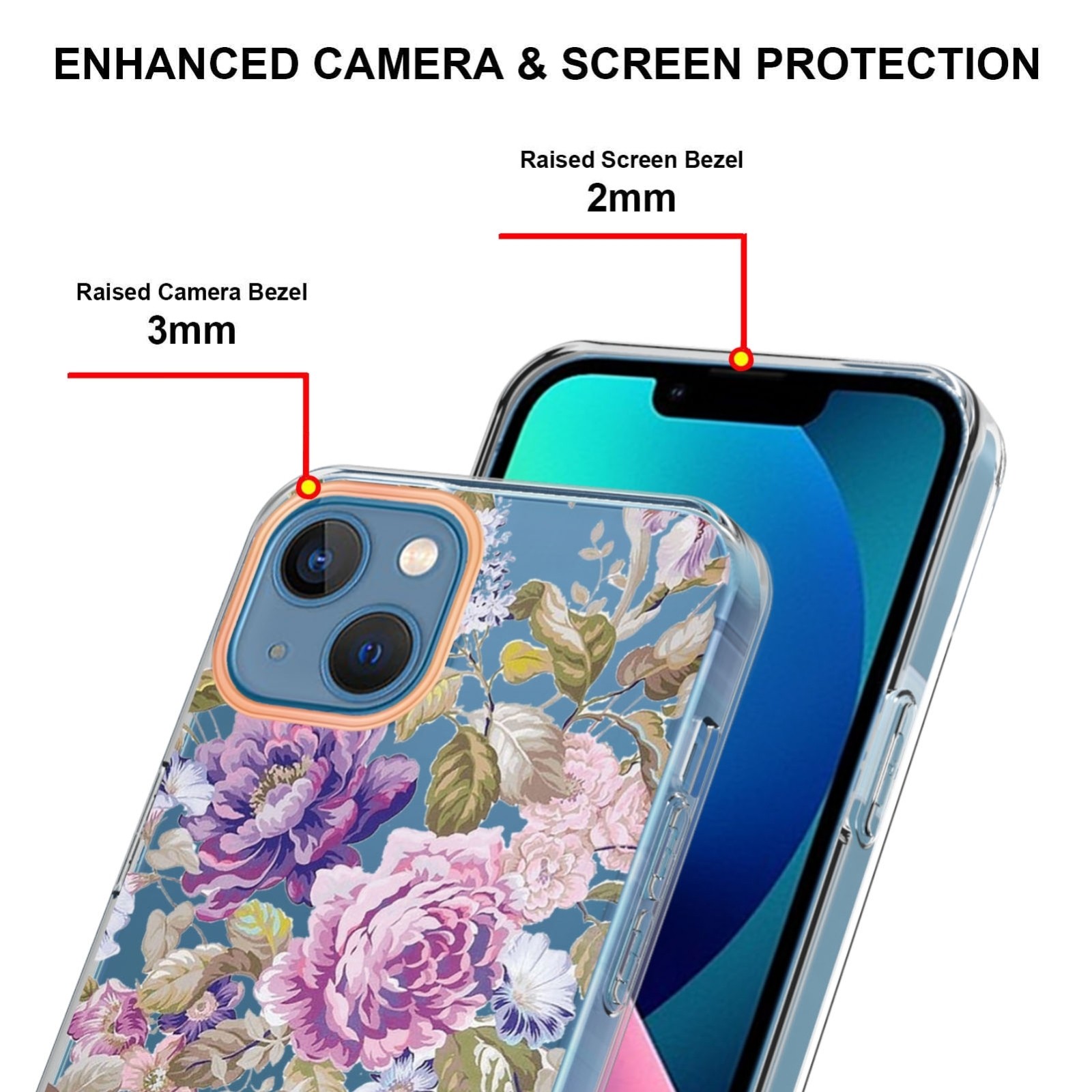 iPhone 14 Plus Θήκη Σιλικόνης Μωβ Παιώνια Flowers and Plants Series IMD TPU Phone Case Purple Peony