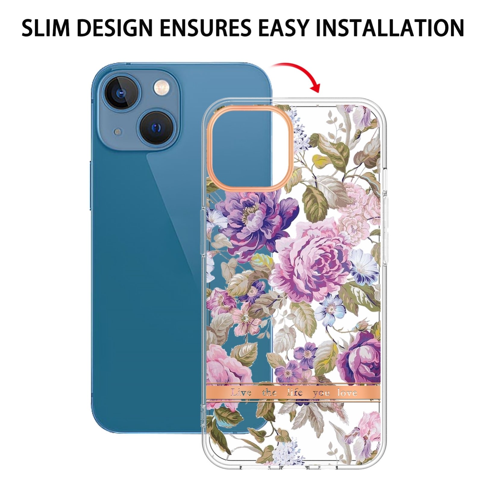 iPhone 14 Plus Θήκη Σιλικόνης Μωβ Παιώνια Flowers and Plants Series IMD TPU Phone Case Purple Peony