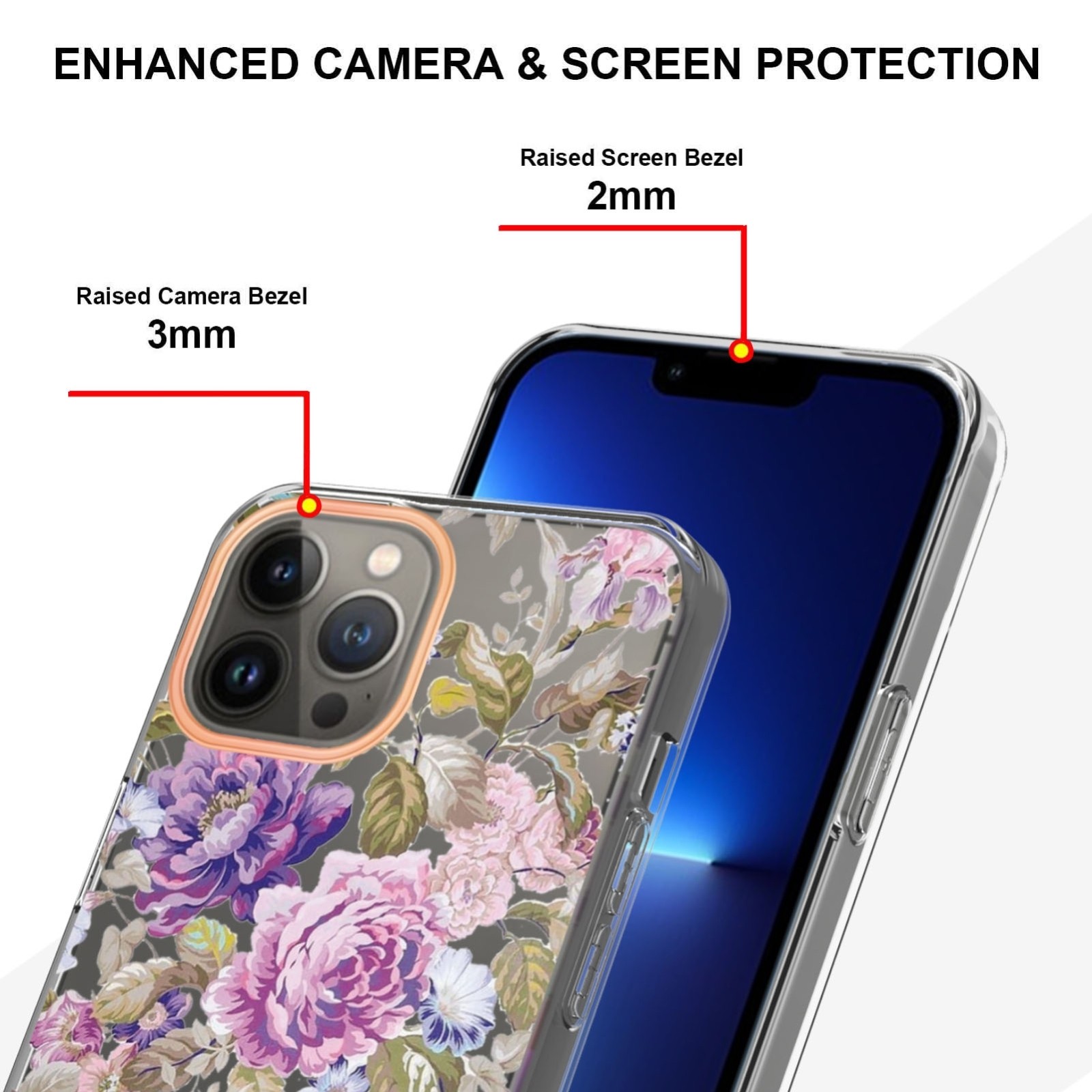 iPhone 14 Pro Θήκη Σιλικόνης Μωβ Παιώνια Flowers and Plants Series IMD TPU Phone Case Purple Peony