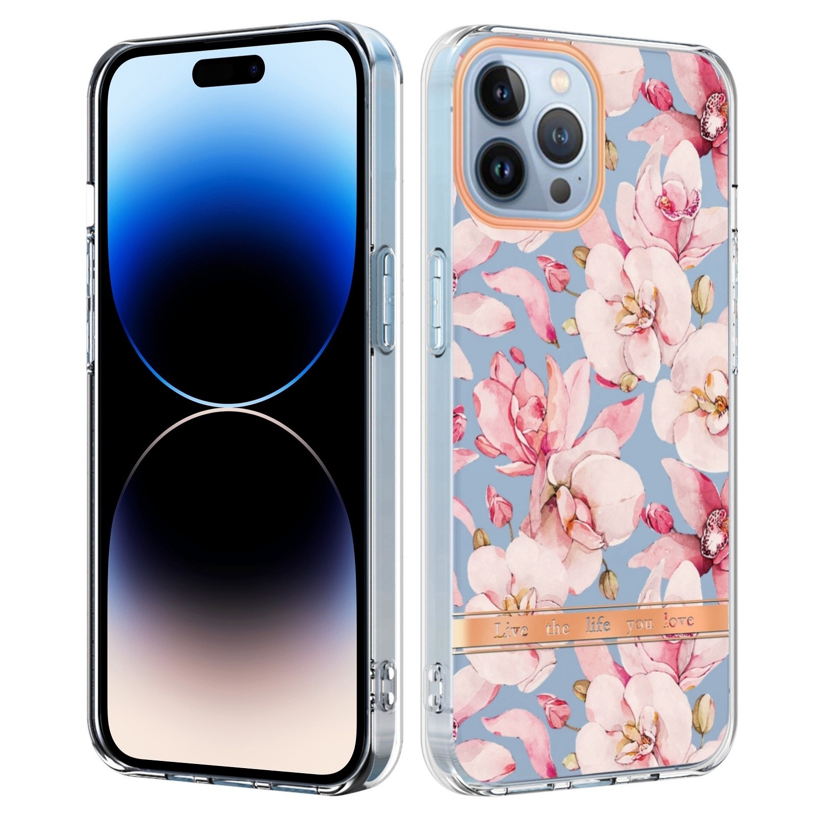 iPhone 14 Pro Θήκη Σιλικόνης Ροζ Γαρδένια Flowers and Plants Series IMD TPU Phone Case Pink Gardenia