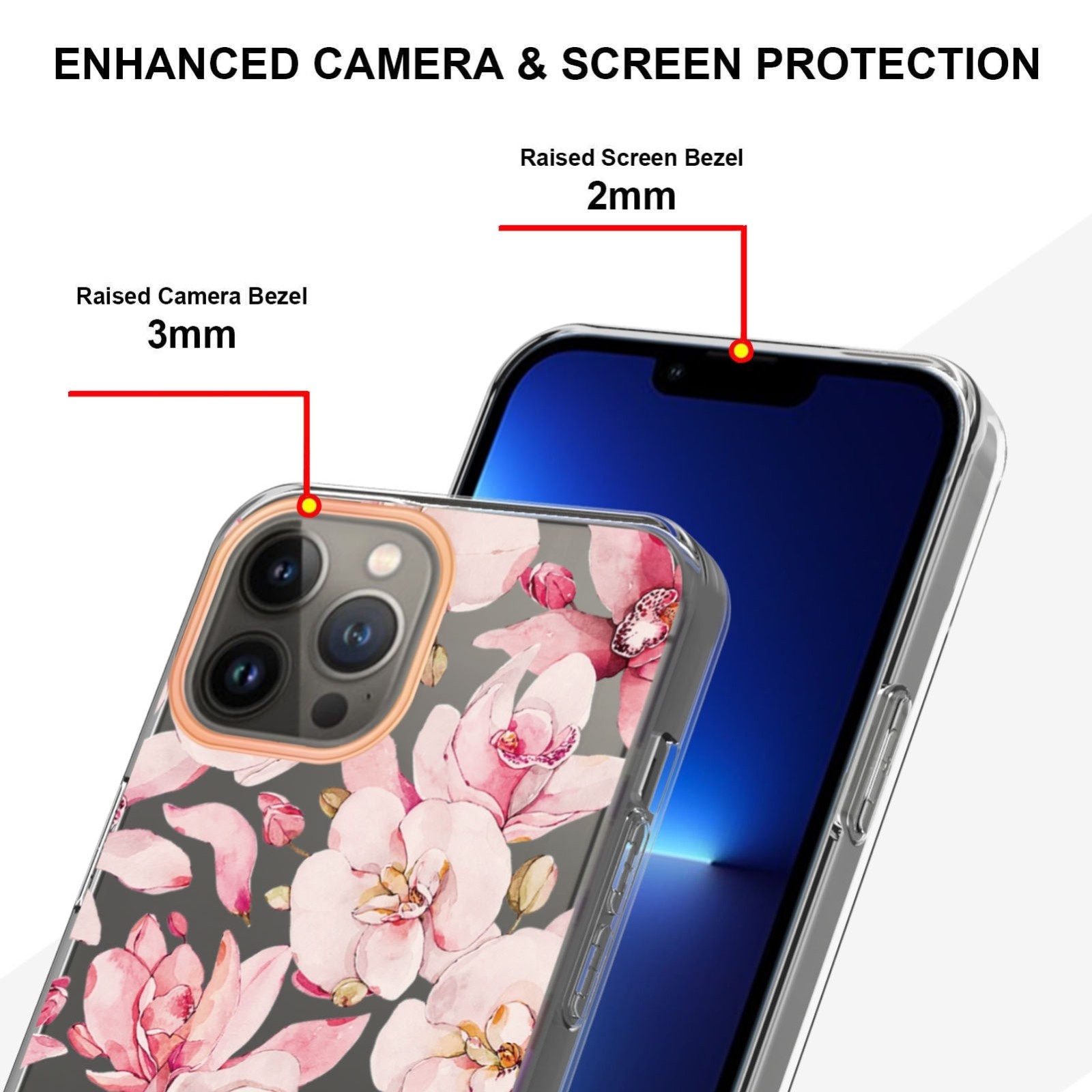 iPhone 14 Pro Θήκη Σιλικόνης Ροζ Γαρδένια Flowers and Plants Series IMD TPU Phone Case Pink Gardenia
