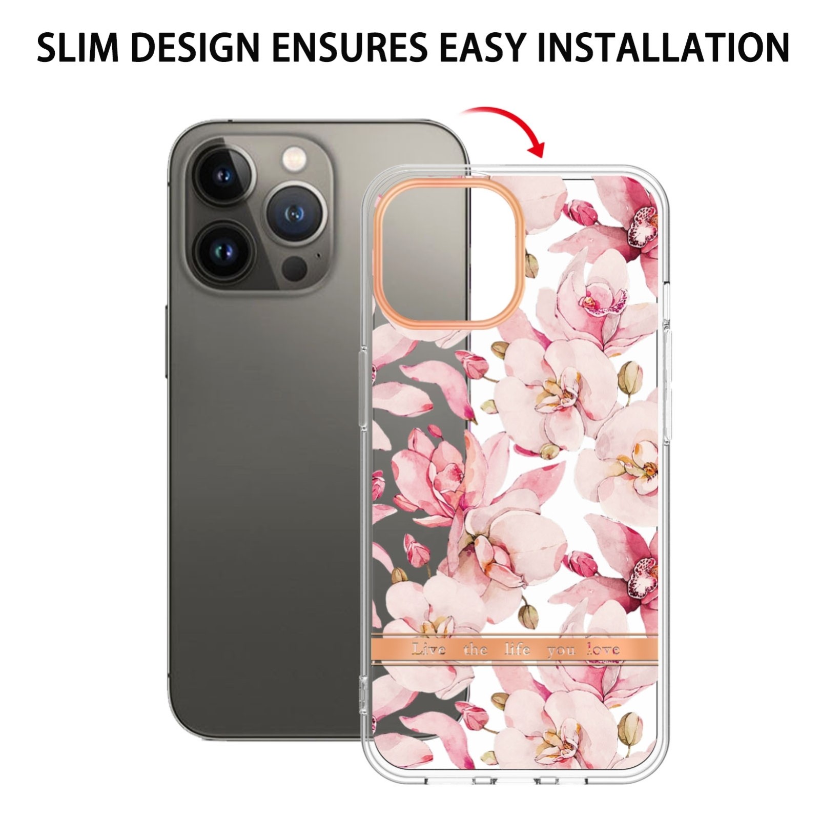 iPhone 14 Pro Θήκη Σιλικόνης Ροζ Γαρδένια Flowers and Plants Series IMD TPU Phone Case Pink Gardenia