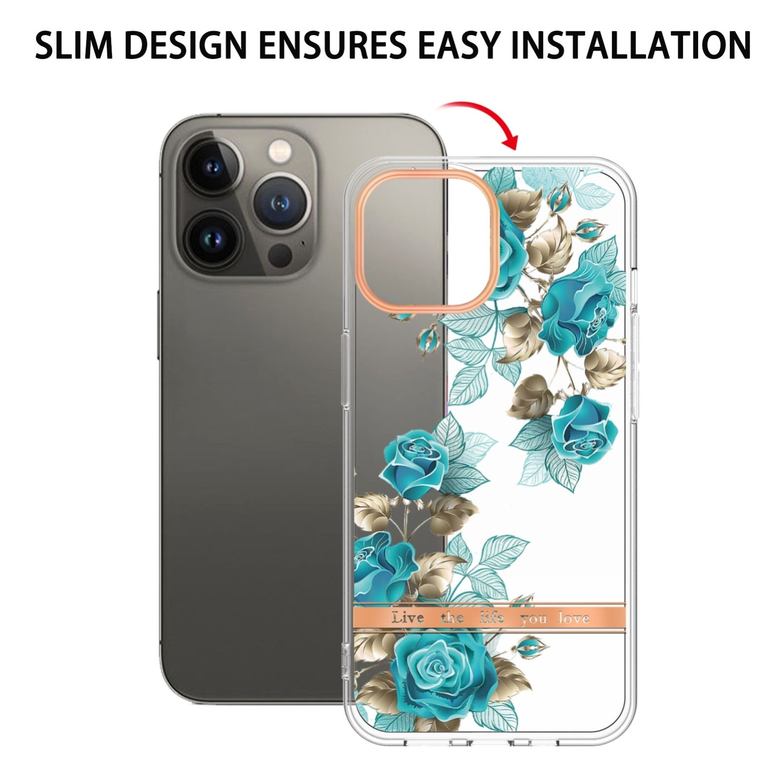 iPhone 14 Pro Θήκη Σιλικόνης Μπλε Τριαντάφυλλα Flowers and Plants Series IMD TPU Phone Case Blue Rose