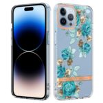 iPhone 14 Pro Θήκη Σιλικόνης Μπλε Τριαντάφυλλα Flowers and Plants Series IMD TPU Phone Case Blue Rose