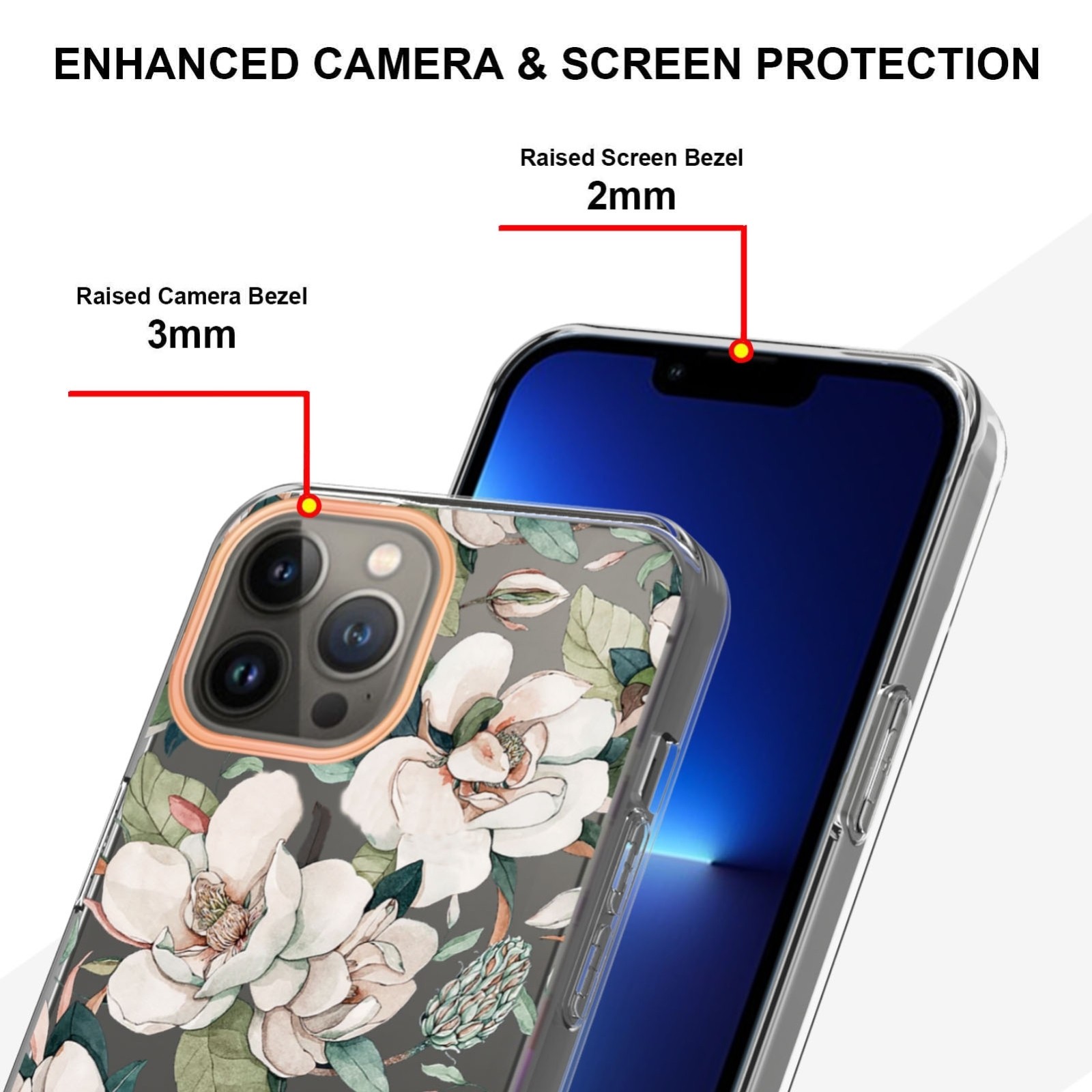 iPhone 14 Pro Θήκη Σιλικόνης Πράσινη Γαρδένια Flowers and Plants Series IMD TPU Phone Case Green Gardenia