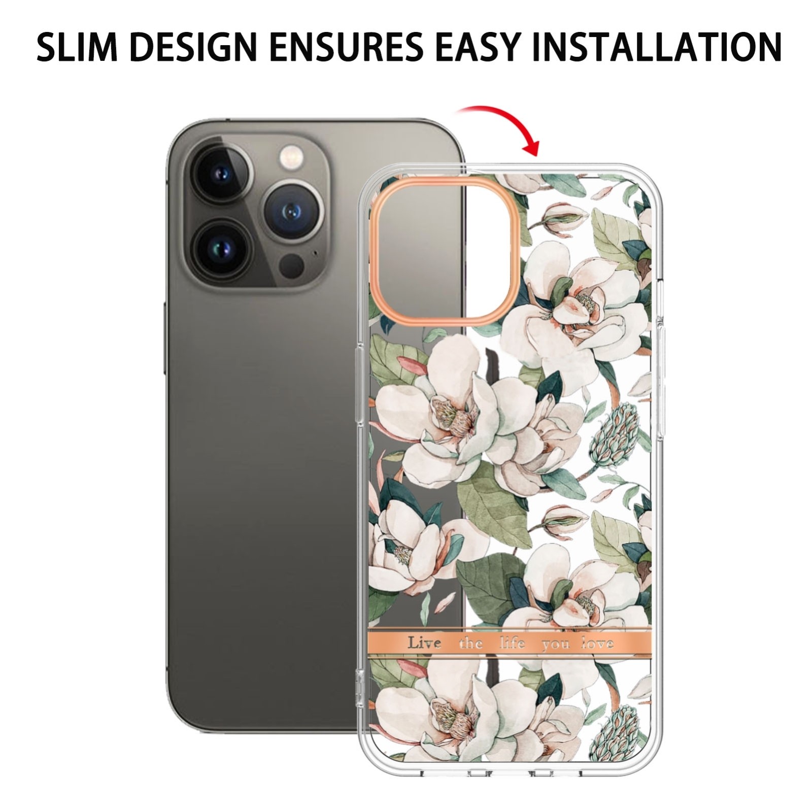 iPhone 14 Pro Θήκη Σιλικόνης Πράσινη Γαρδένια Flowers and Plants Series IMD TPU Phone Case Green Gardenia