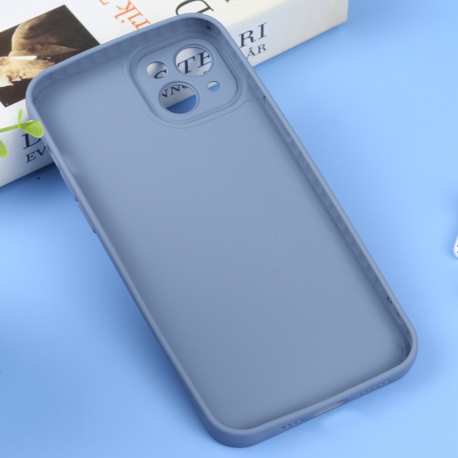 iPhone 14 Plus Θήκη Σιλικόνης Μπλε - Γκρι Liquid Silicone Full Coverage Phone Case Blue Grey
