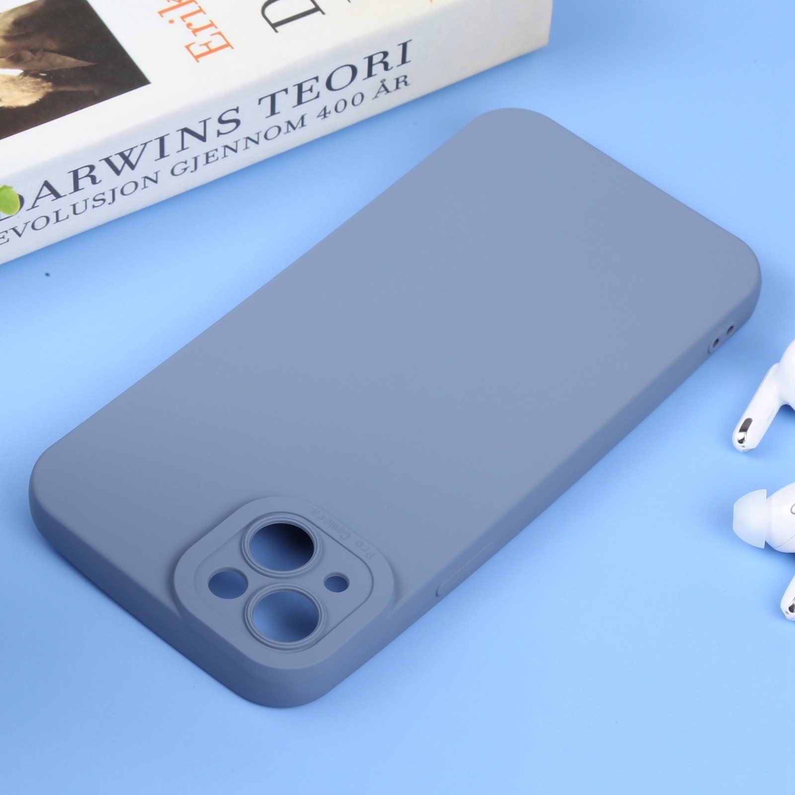 iPhone 14 Plus Θήκη Σιλικόνης Μπλε - Γκρι Liquid Silicone Full Coverage Phone Case Blue Grey