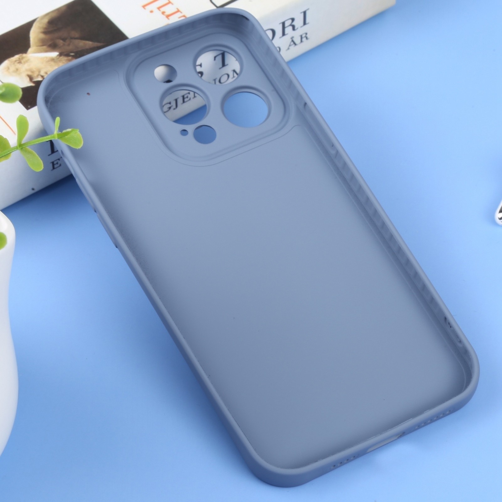 iPhone 14 Pro Θήκη Σιλικόνης Μπλε - Γκρι Liquid Silicone Full Coverage Phone Case Blue Grey