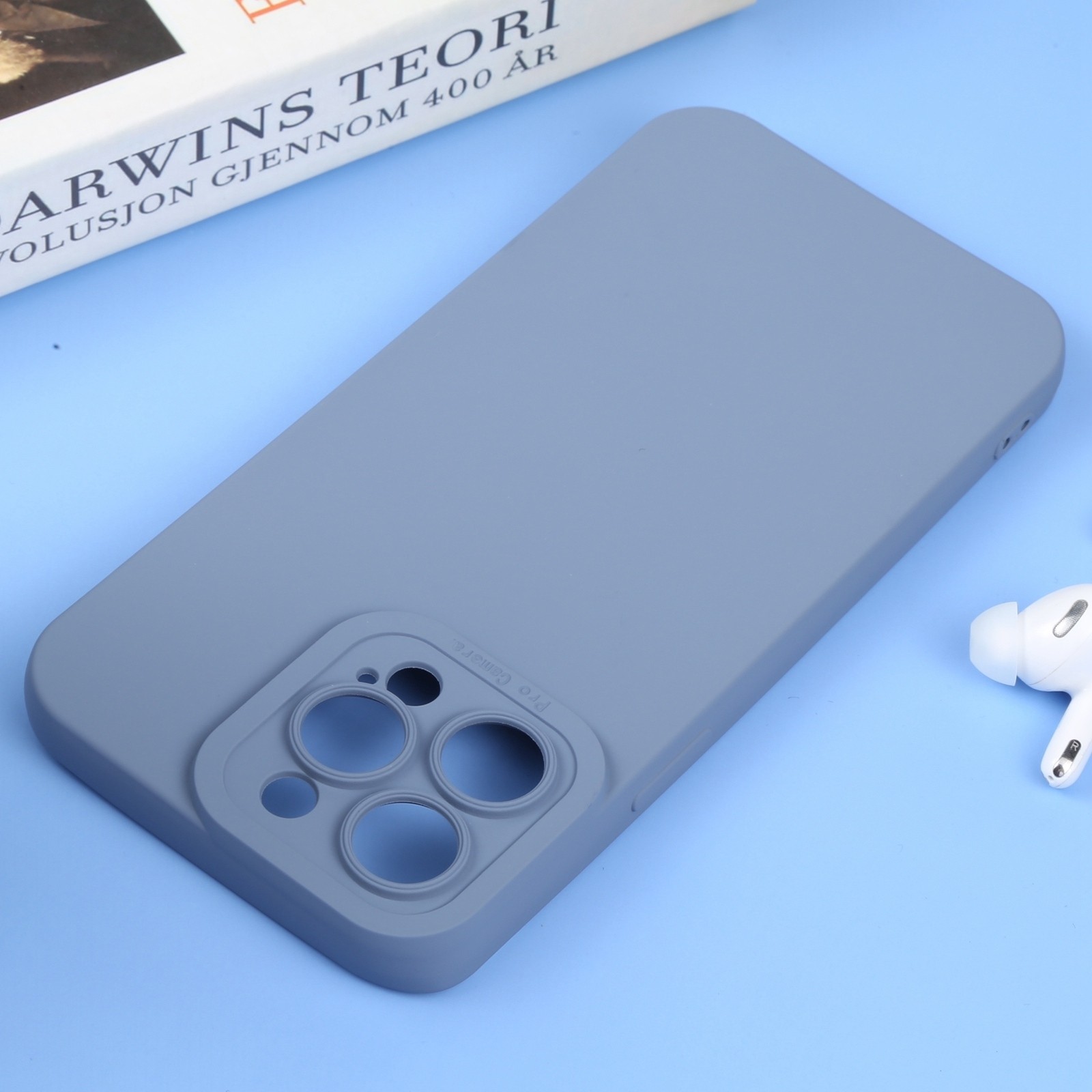 iPhone 14 Pro Θήκη Σιλικόνης Μπλε - Γκρι Liquid Silicone Full Coverage Phone Case Blue Grey