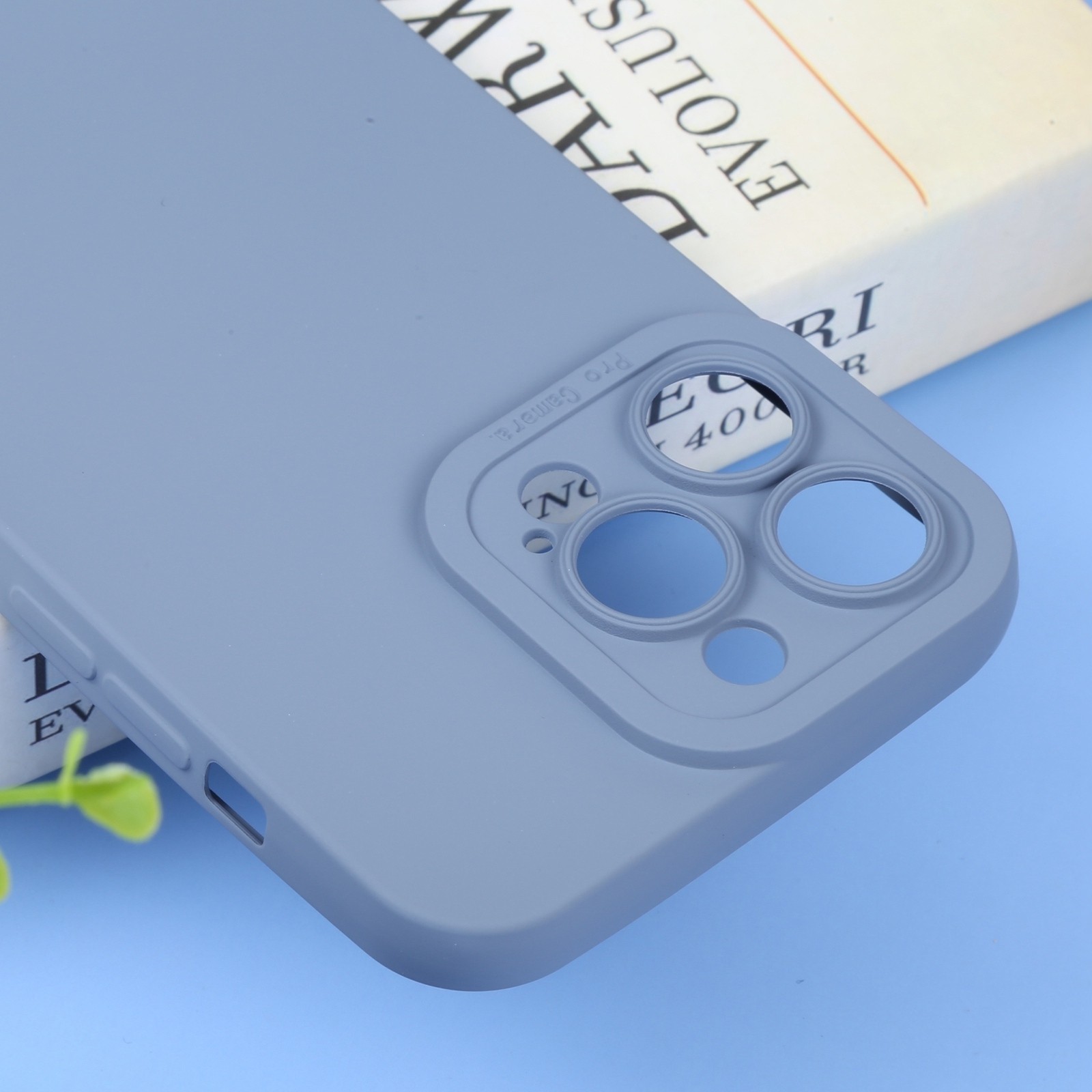 iPhone 14 Pro Θήκη Σιλικόνης Μπλε - Γκρι Liquid Silicone Full Coverage Phone Case Blue Grey