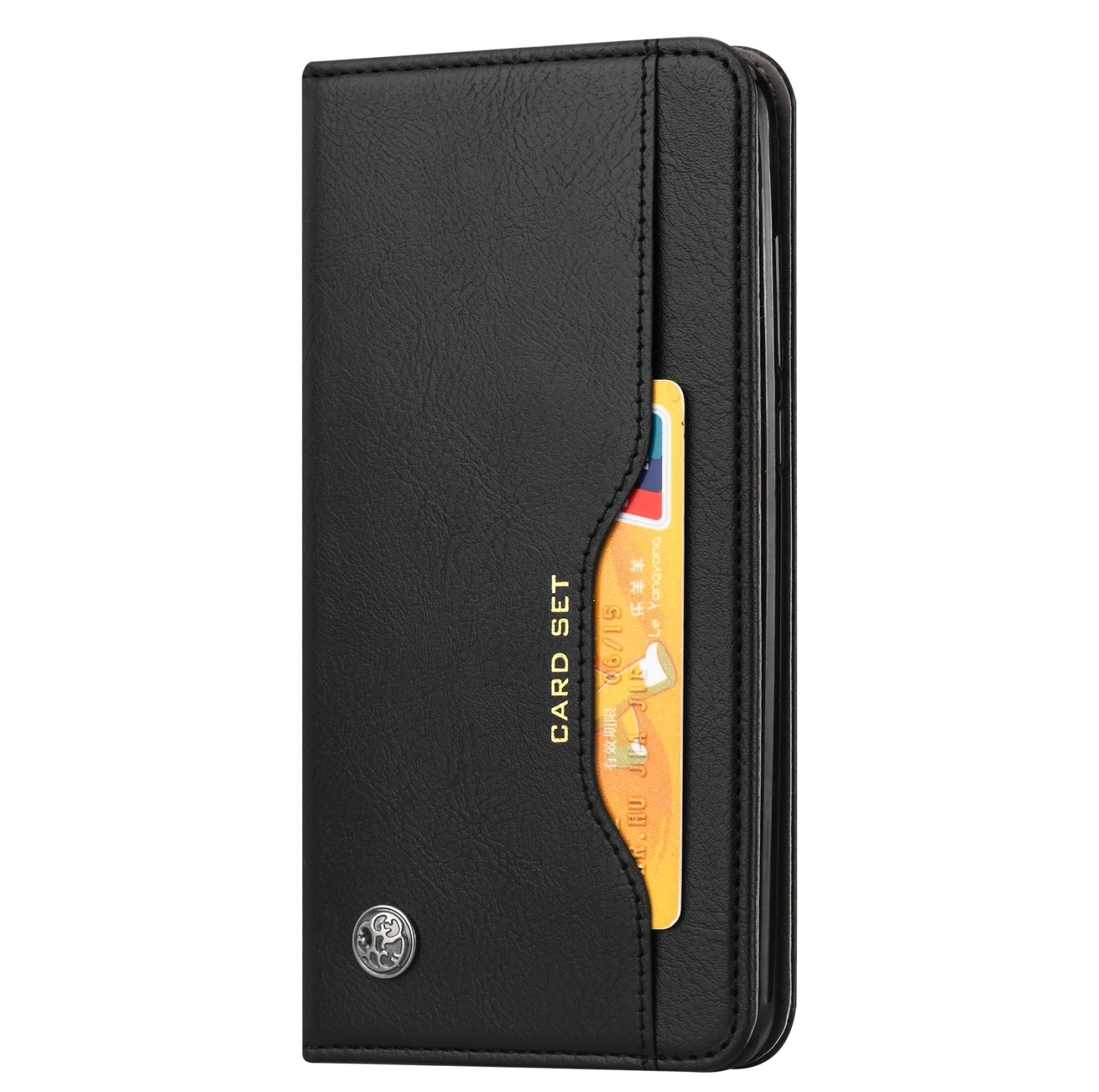 iPhone 14 Θήκη Βιβλίο Μαύρο Knead Skin Texture Horizontal Flip Case Black
