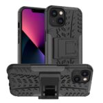 iPhone 14 Plus Θήκη Μαύρη Tire Texture Shockproof TPU+PC Phone Case with Holder Black