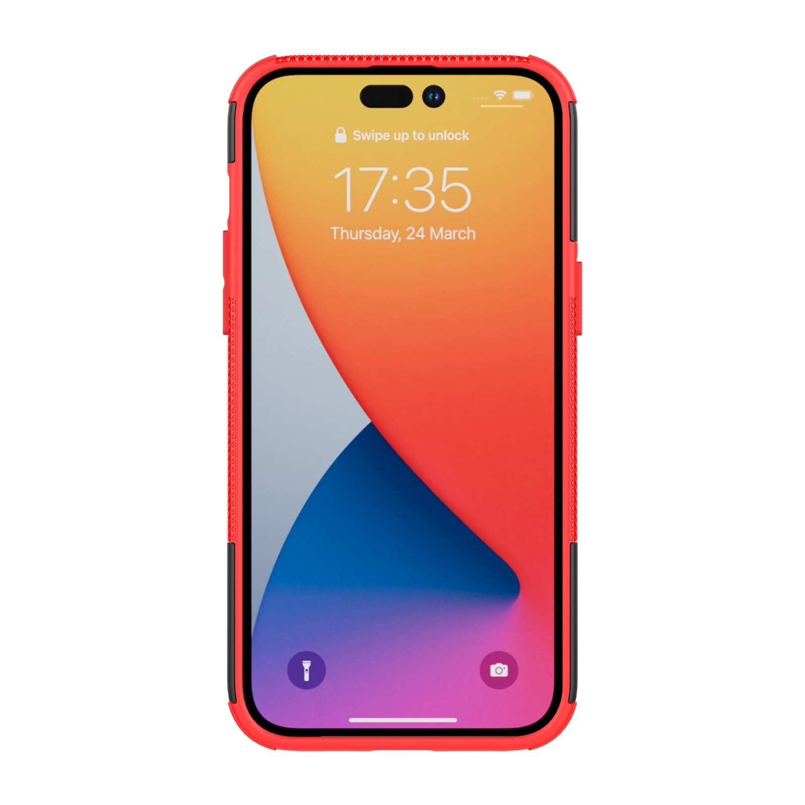 iPhone 14 Pro Θήκη Κόκκινη Tire Texture Shockproof TPU+PC Phone Case with Holder Red