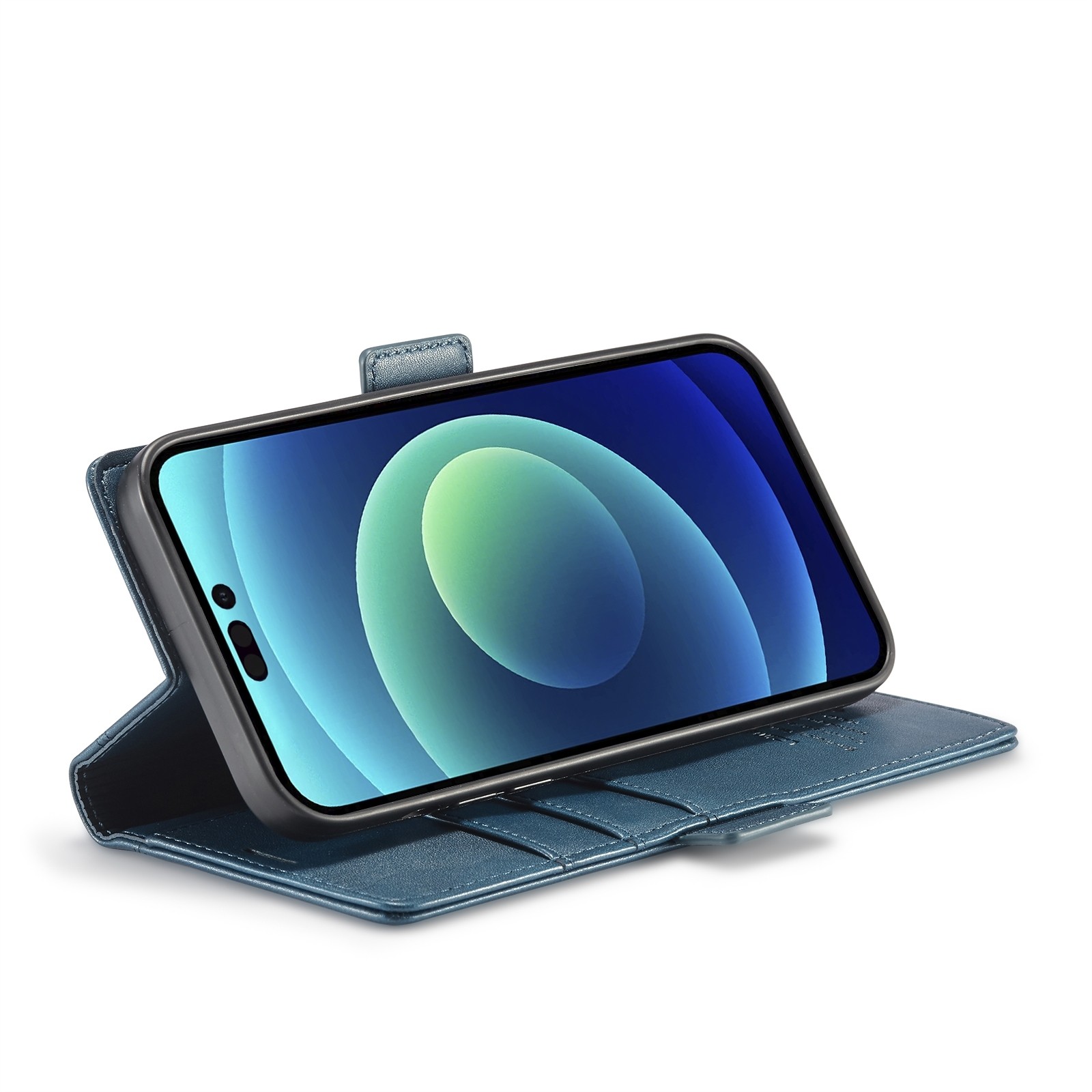 iPhone 14 Θήκη Βιβλίο Μπλε LC.IMEEKE Magnetic Buckle Horizontal Flip Case Blue