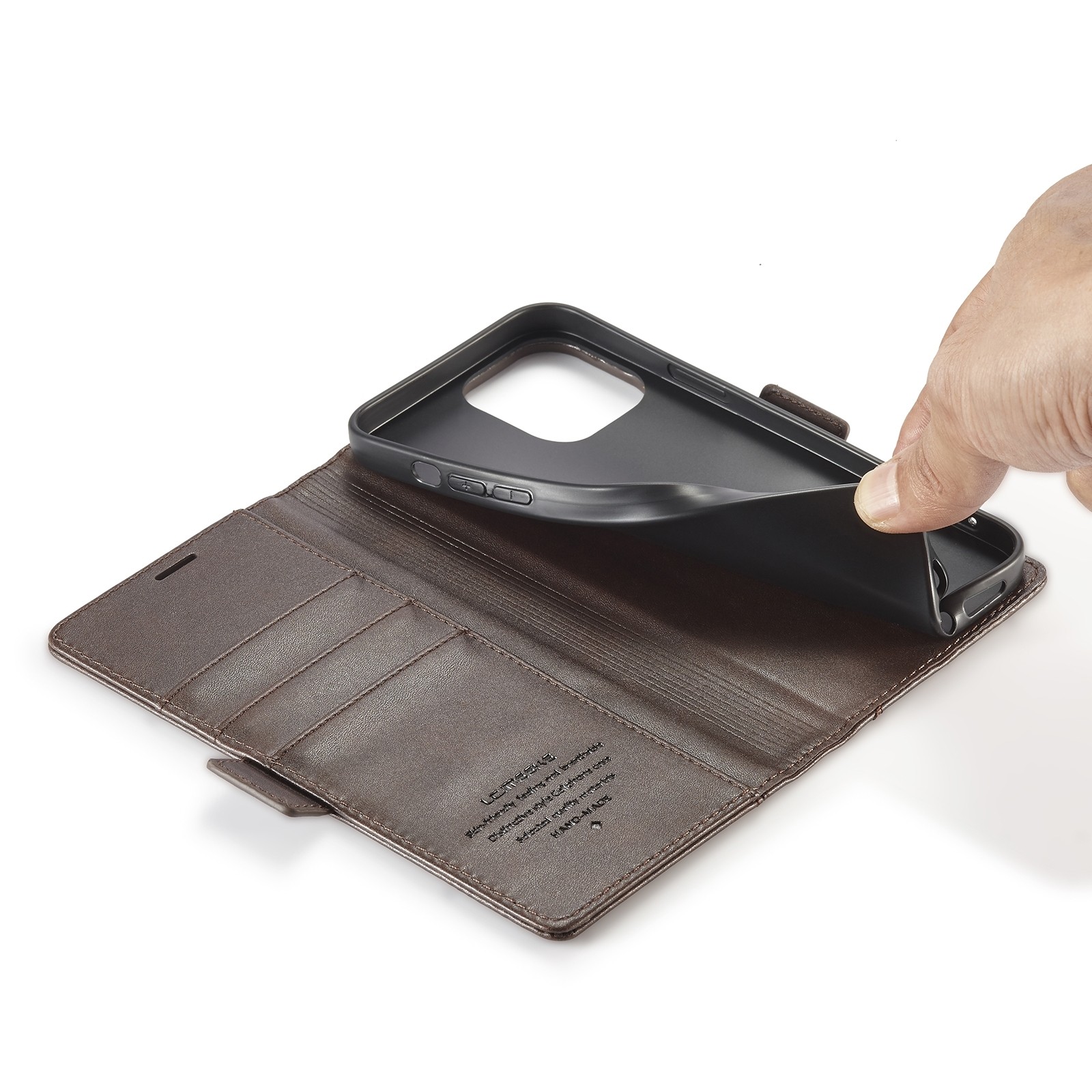 iPhone 14 Θήκη Βιβλίο Καφέ LC.IMEEKE Magnetic Buckle Horizontal Flip Case Coffee