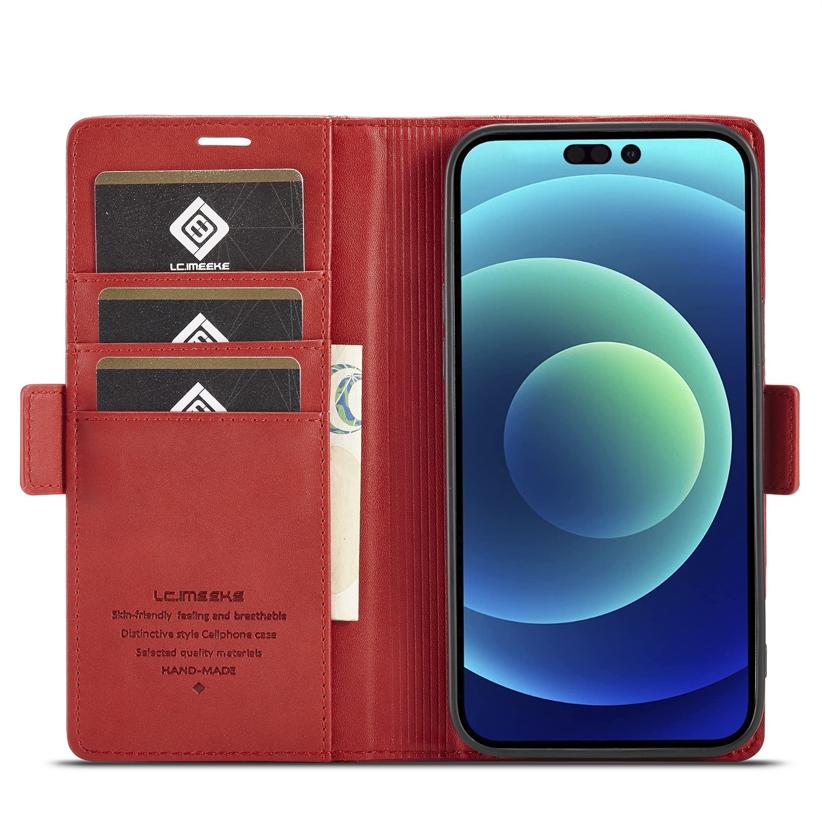 iPhone 14 Plus Θήκη Βιβλίο Κόκκινο LC.IMEEKE Magnetic Buckle Horizontal Flip Case Red