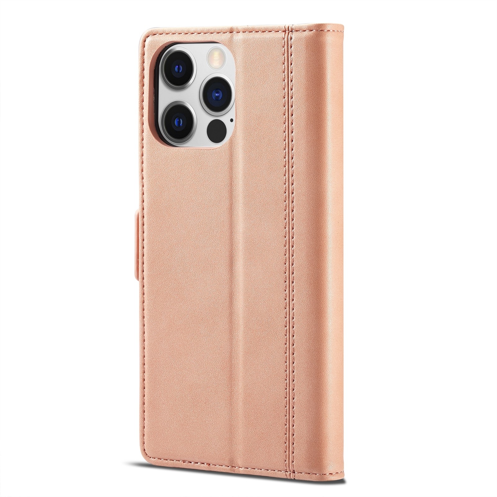 iPhone 14 Pro Θήκη Βιβλίο Ροζ - Χρυσό LC.IMEEKE Magnetic Buckle Horizontal Flip Case Rose Gold