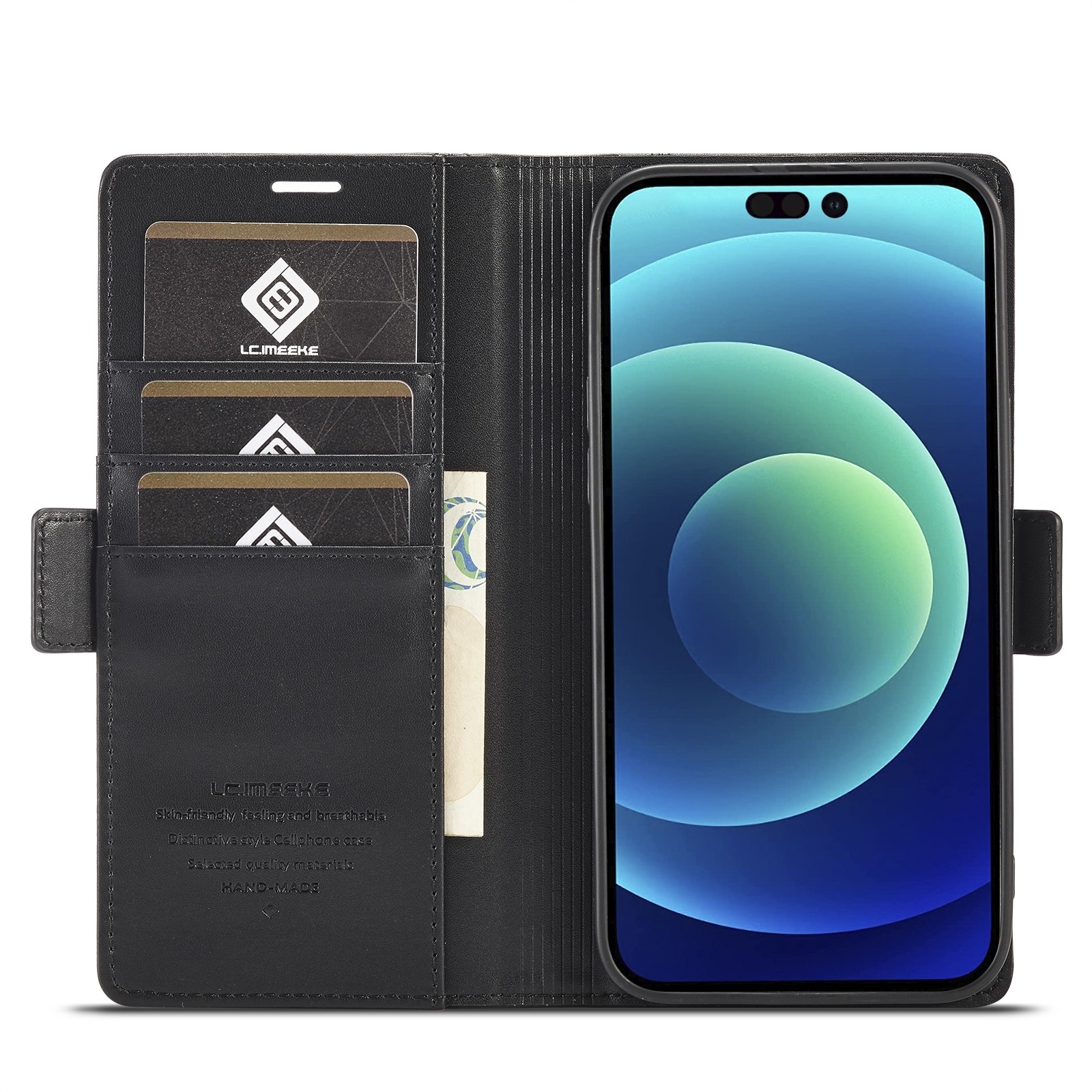 iPhone 14 Pro Θήκη Βιβλίο Μαύρο LC.IMEEKE Magnetic Buckle Horizontal Flip Case Black
