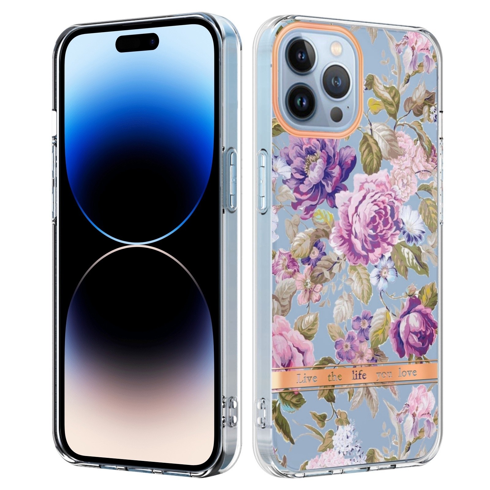 iPhone 14 Pro Max Θήκη Σιλικόνης Μωβ Παιώνια Flowers and Plants Series IMD TPU Phone Case Purple Peony
