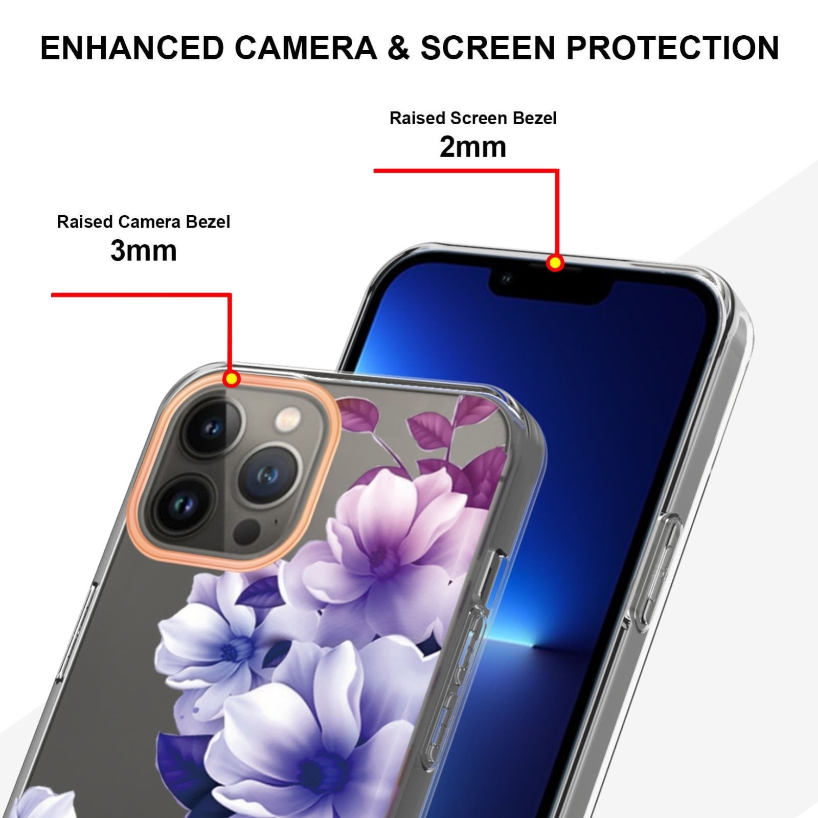 iPhone 14 Pro Max Θήκη Σιλικόνης Μωβ Βιγόνια Flowers and Plants Series IMD TPU Phone Case Purple Begonia