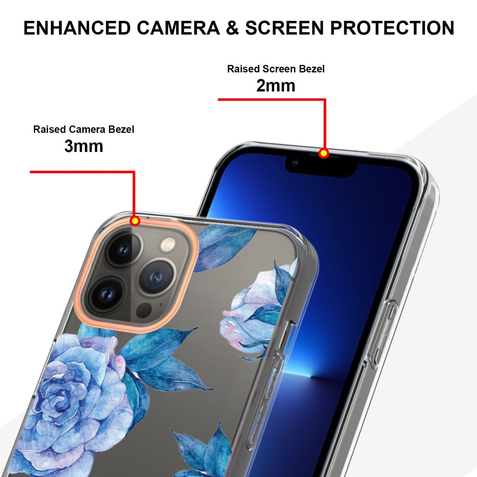 iPhone 14 Pro Max Θήκη Σιλικόνης Ορχιδέα Παιώνια Flowers and Plants Series IMD TPU Phone Case Orchid Peony