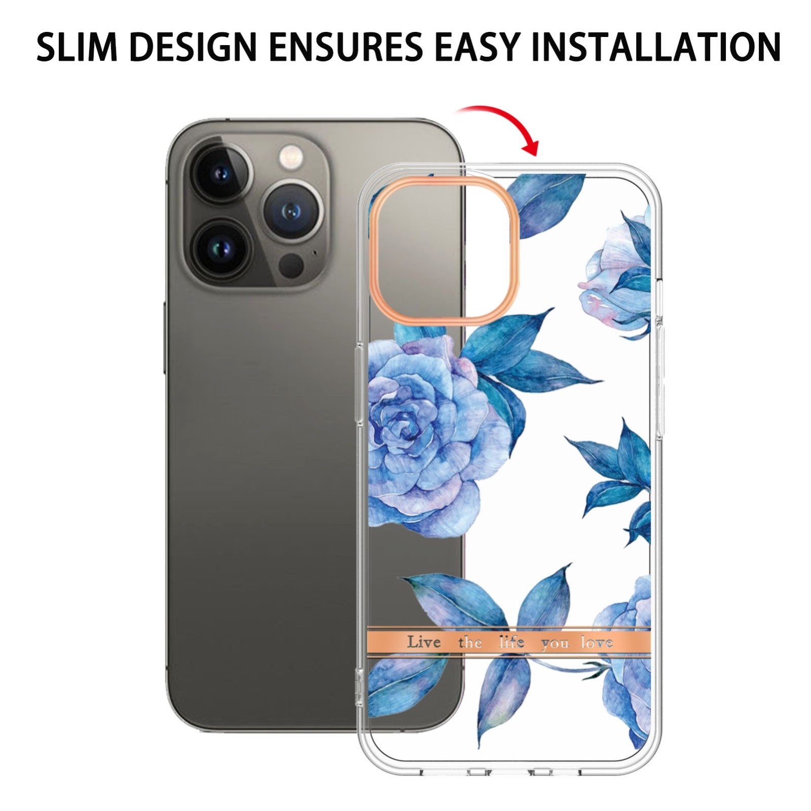 iPhone 14 Pro Max Θήκη Σιλικόνης Ορχιδέα Παιώνια Flowers and Plants Series IMD TPU Phone Case Orchid Peony