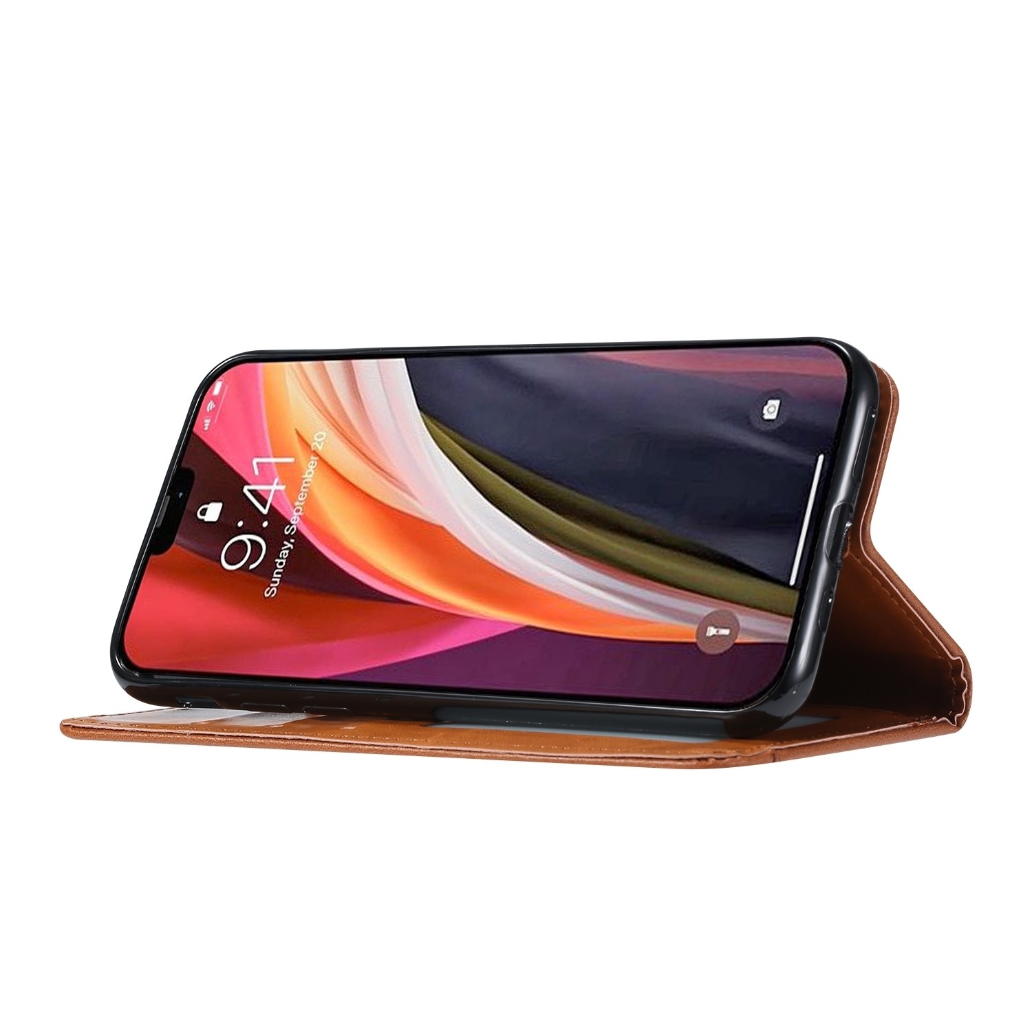 iPhone 14 Pro Max Θήκη Βιβλίο Μαύρο Knead Skin Texture Horizontal Flip Case Black