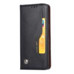 iPhone 14 Pro Max Θήκη Βιβλίο Μαύρο Knead Skin Texture Horizontal Flip Case Black