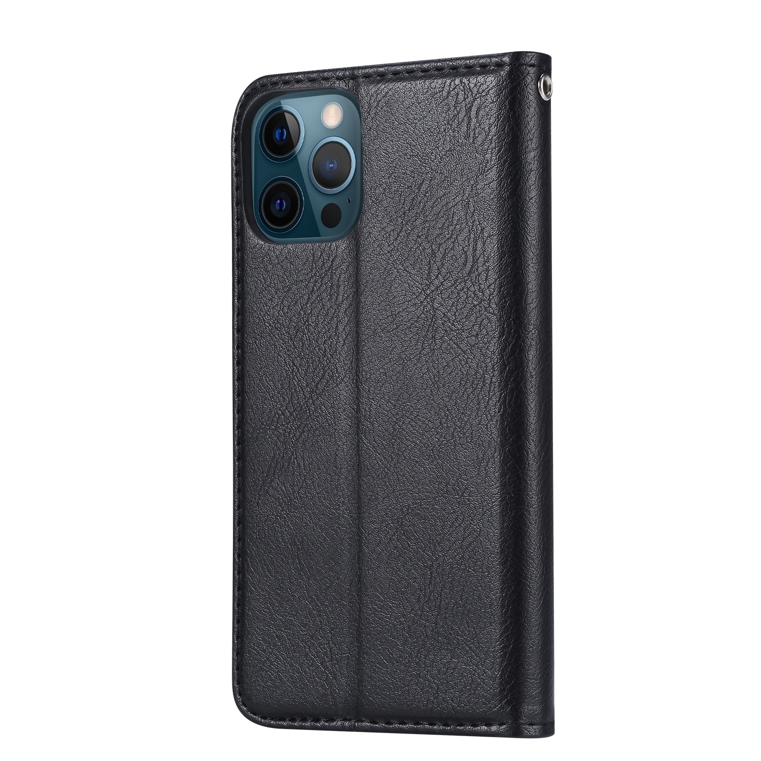 iPhone 14 Pro Max Θήκη Βιβλίο Μαύρο Knead Skin Texture Horizontal Flip Case Black