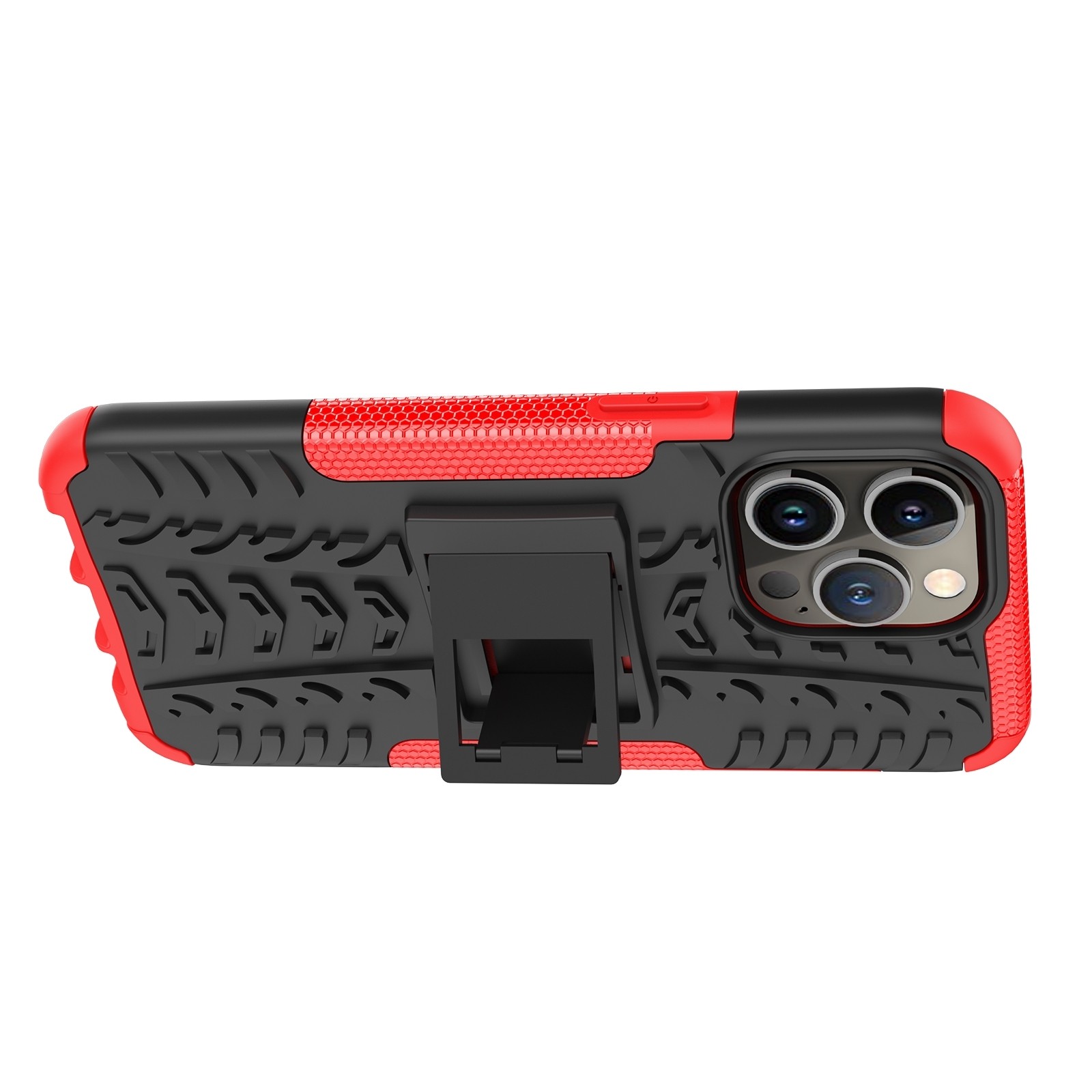 iPhone 14 Pro Max Θήκη Κόκκινη Tire Texture Shockproof TPU+PC Phone Case with Holder Red