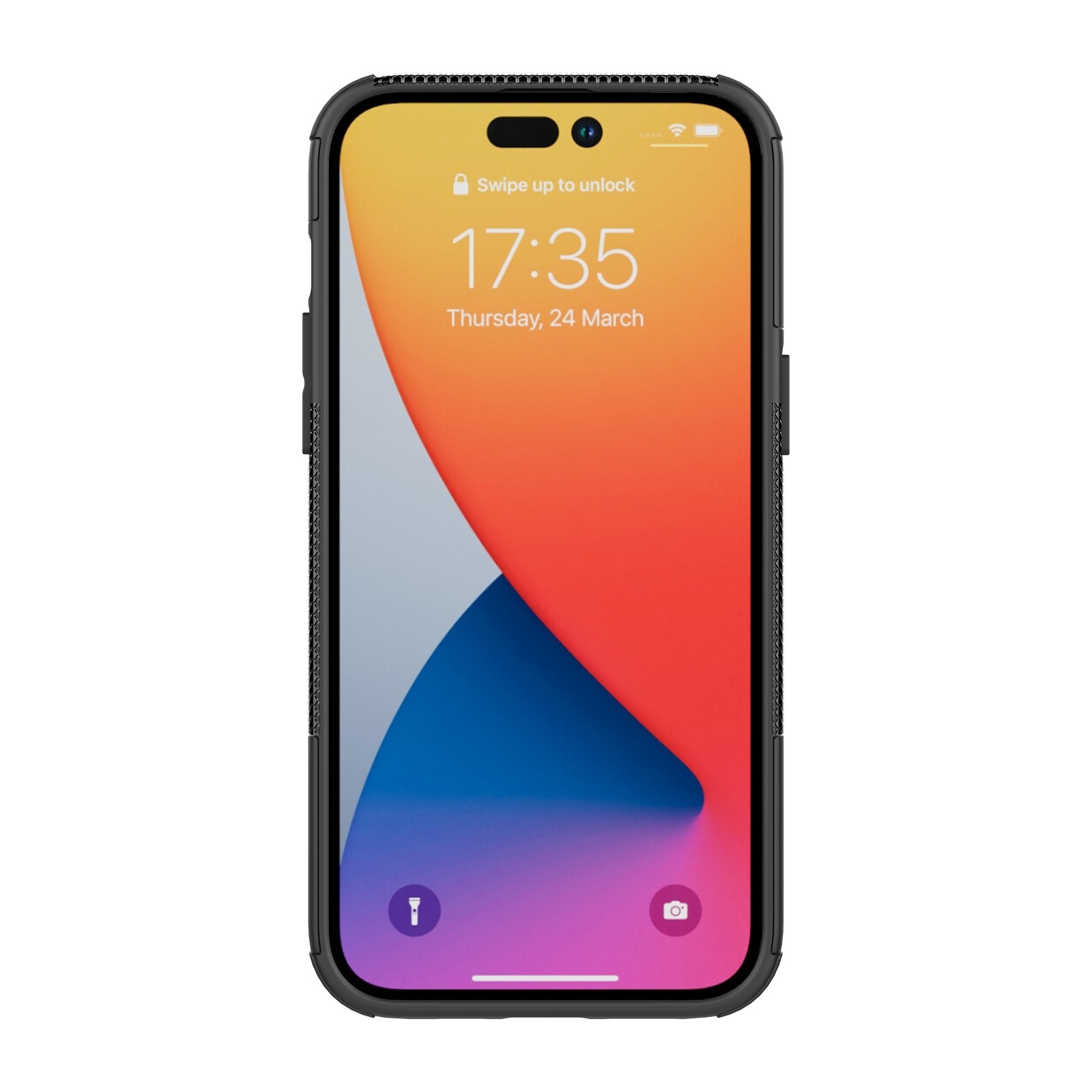 iPhone 14 Pro Max Θήκη Μαύρη Tire Texture Shockproof TPU+PC Phone Case with Holder Black