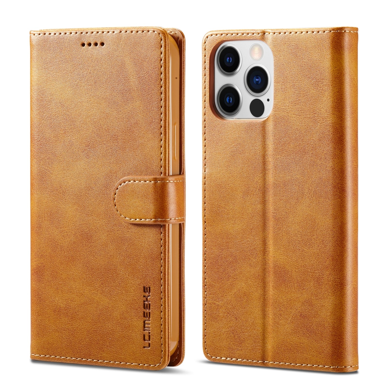 iphone 14 Pro Max Θήκη Βιβλίο Κίτρινο LC.IMEEKE Calf Texture Phone Case Yellow