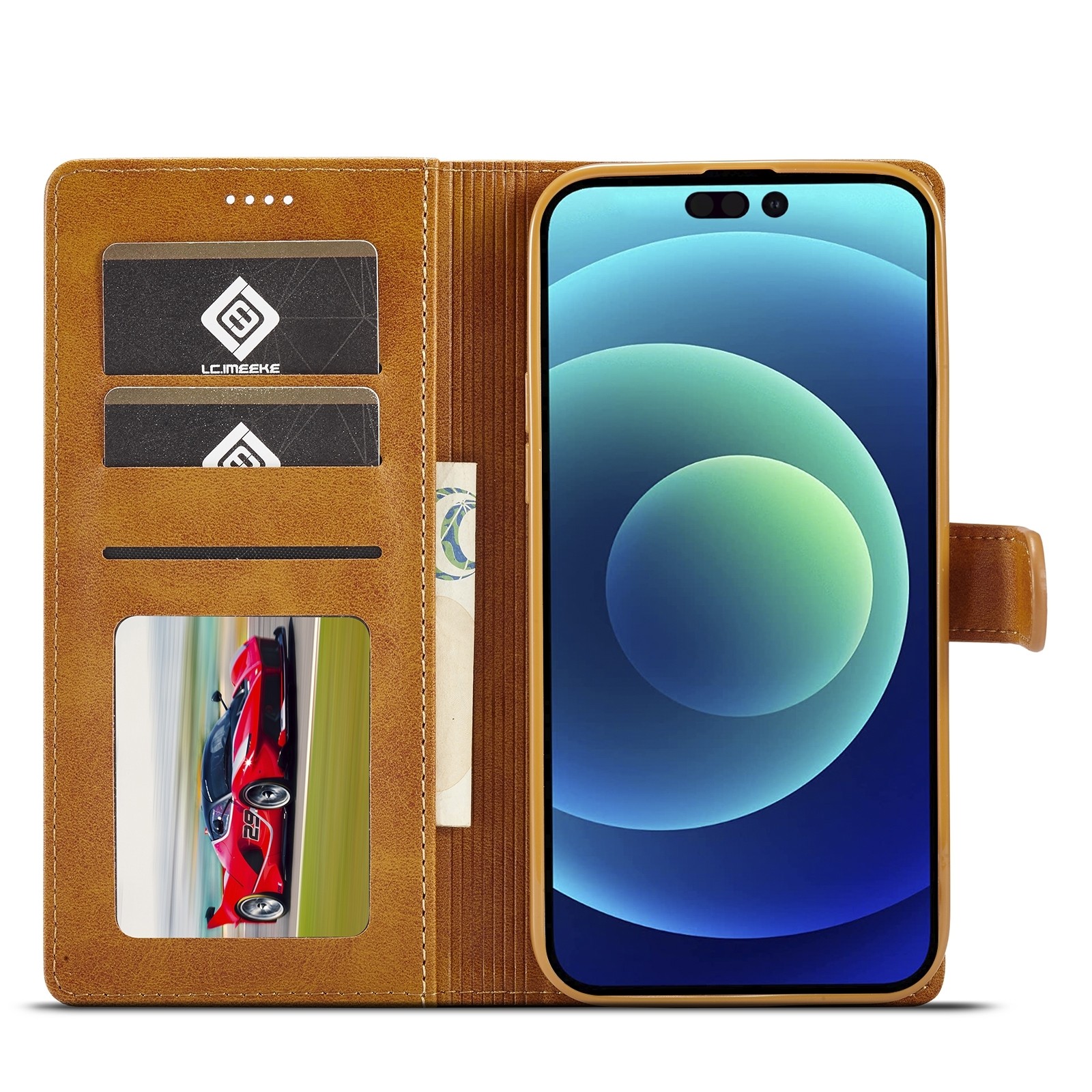 iphone 14 Pro Max Θήκη Βιβλίο Κίτρινο LC.IMEEKE Calf Texture Phone Case Yellow