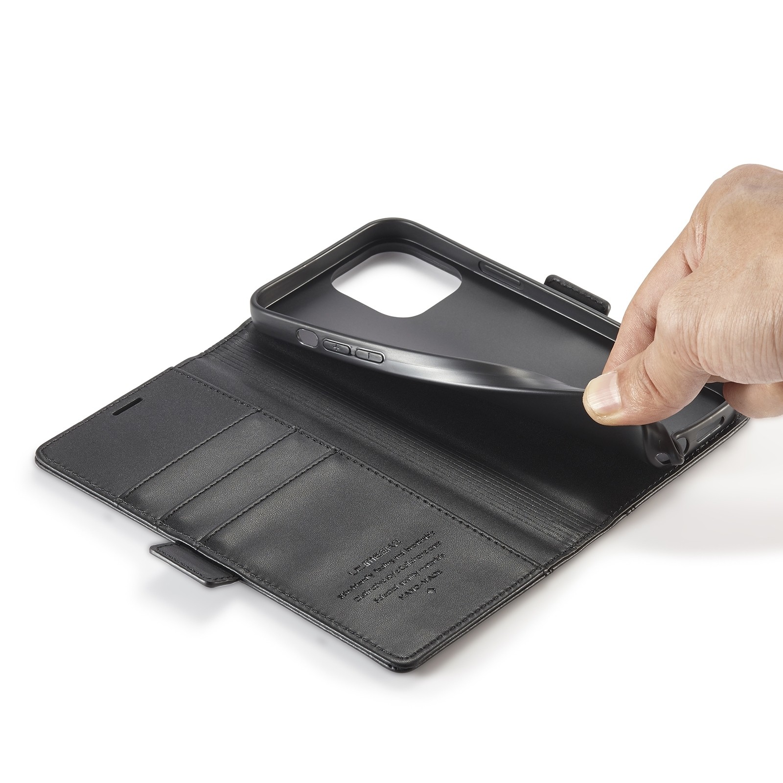iPhone 14 Pro Max Θήκη Βιβλίο Μαύρο LC.IMEEKE Magnetic Buckle Horizontal Flip Case Black