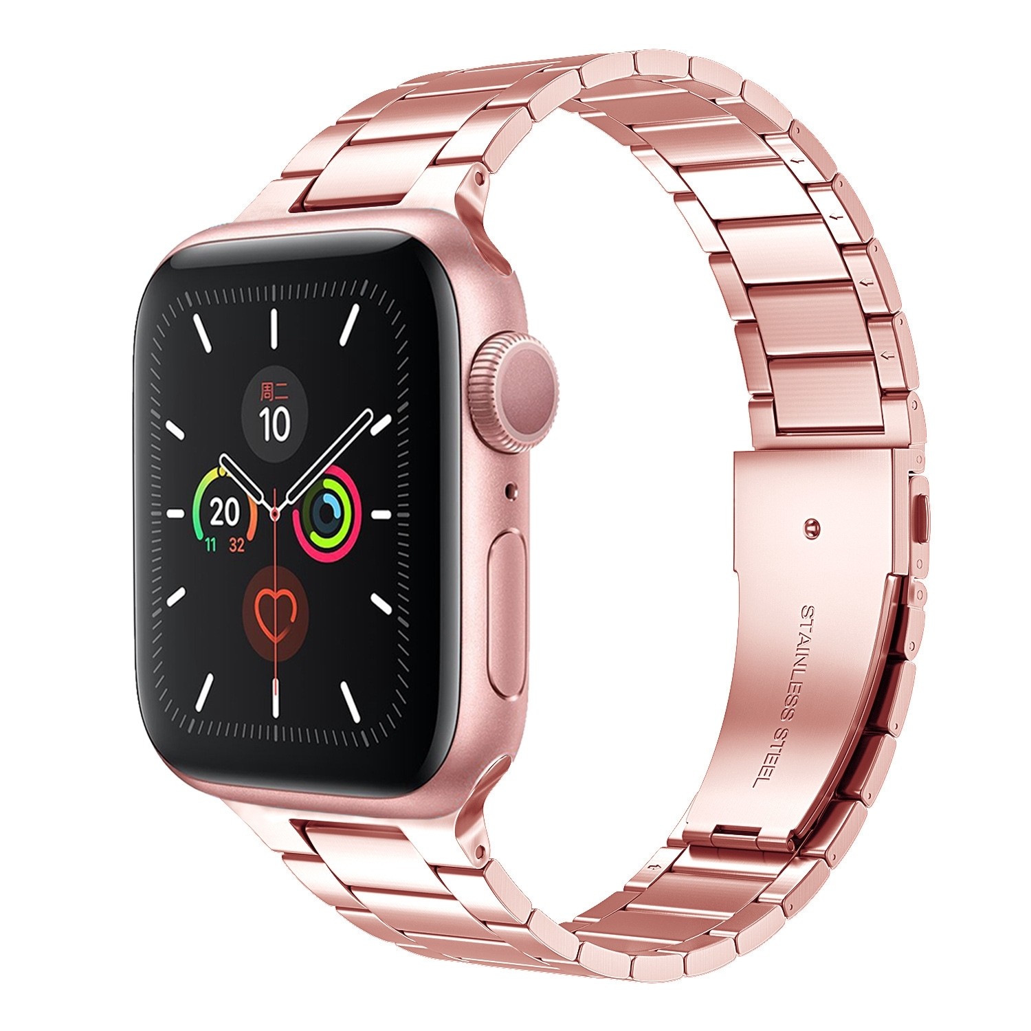 Λουράκι Apple Watch Series 8 & 7 45mm / SE 2 & 6 & SE & 5 & 4 44mm / 3 & 2 &1 42mm Small Waist Stainless Steel Watch Pink