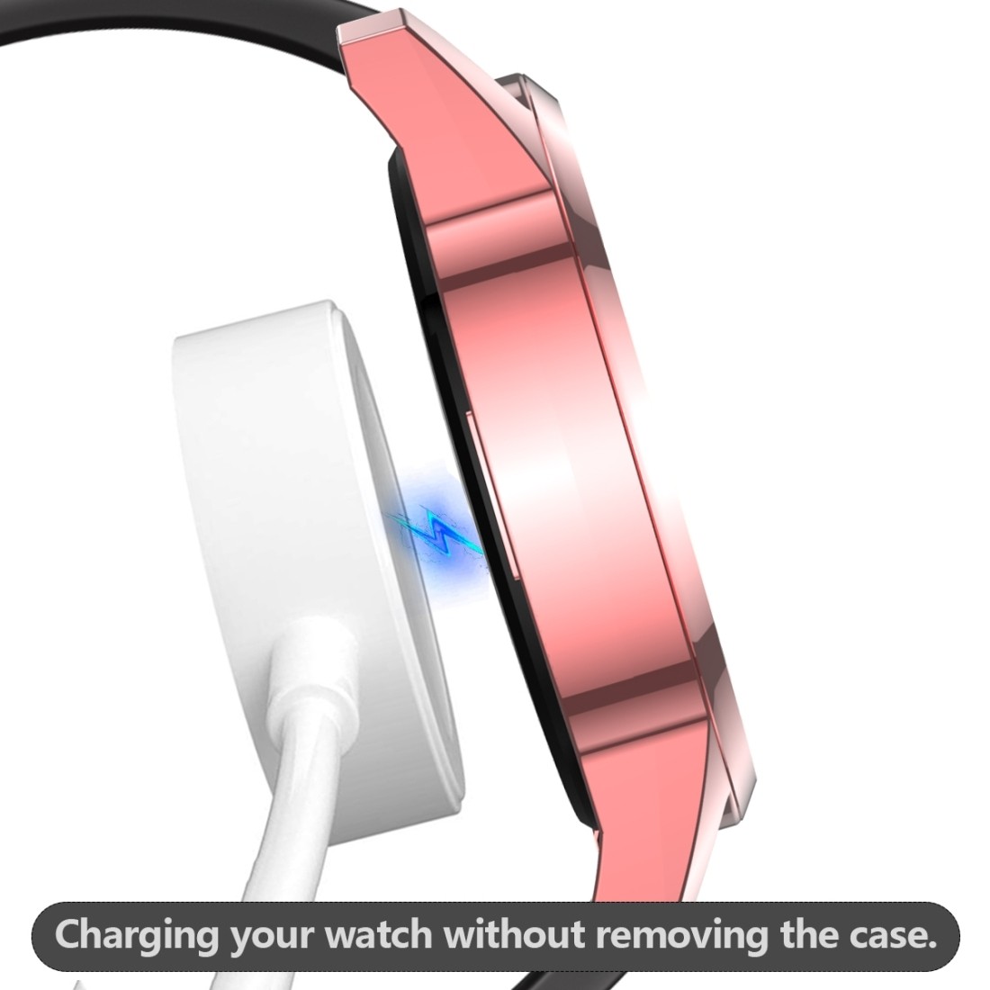 Huawei watch GT2 46MM 2 in 1 Tempered Glass Screen Protector + Fully Plating PC Case Pink