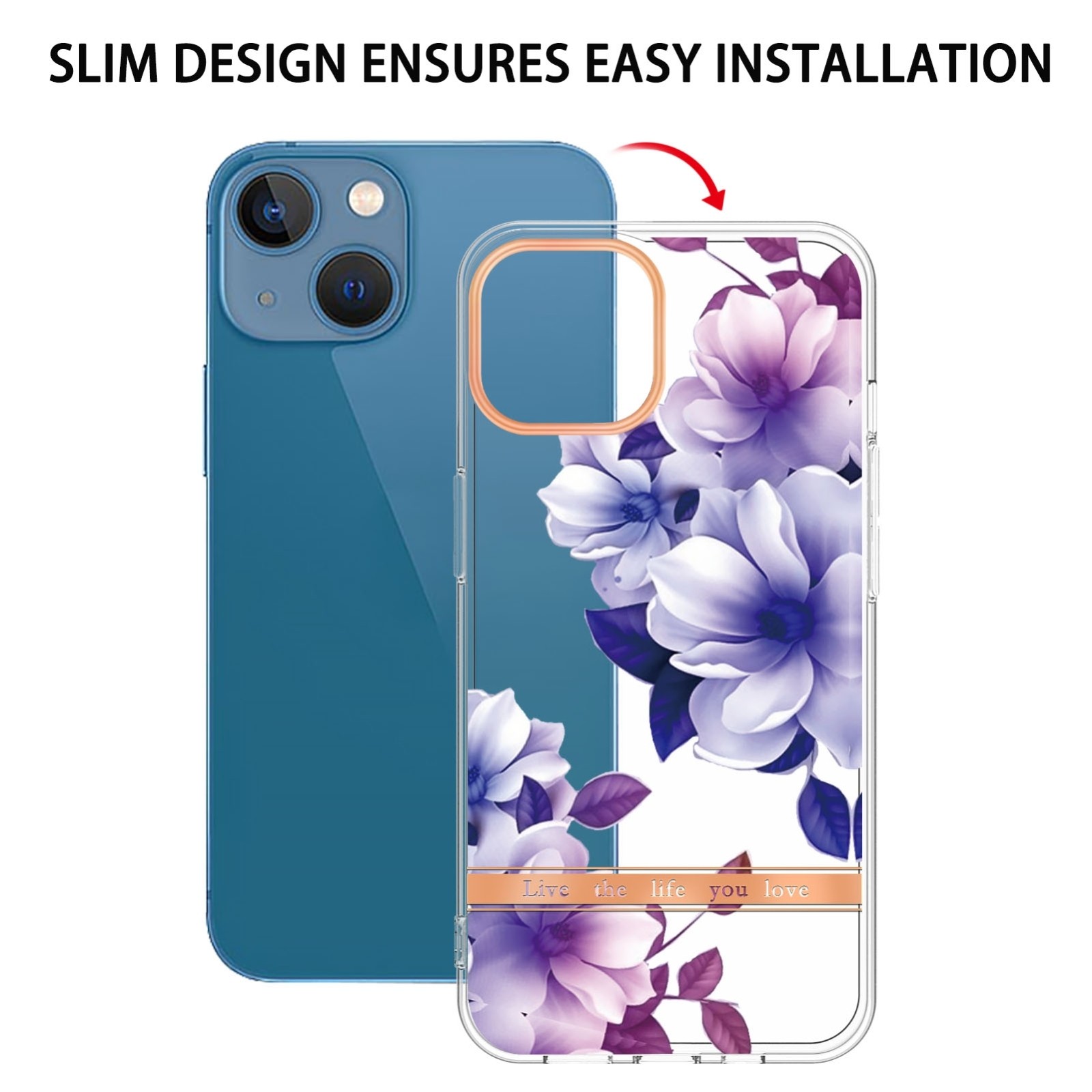 iPhone 14 Θήκη Σιλικόνης Μωβ Μπιγκόνια Flowers and Plants Series IMD TPU Phone Case Purple Begonia