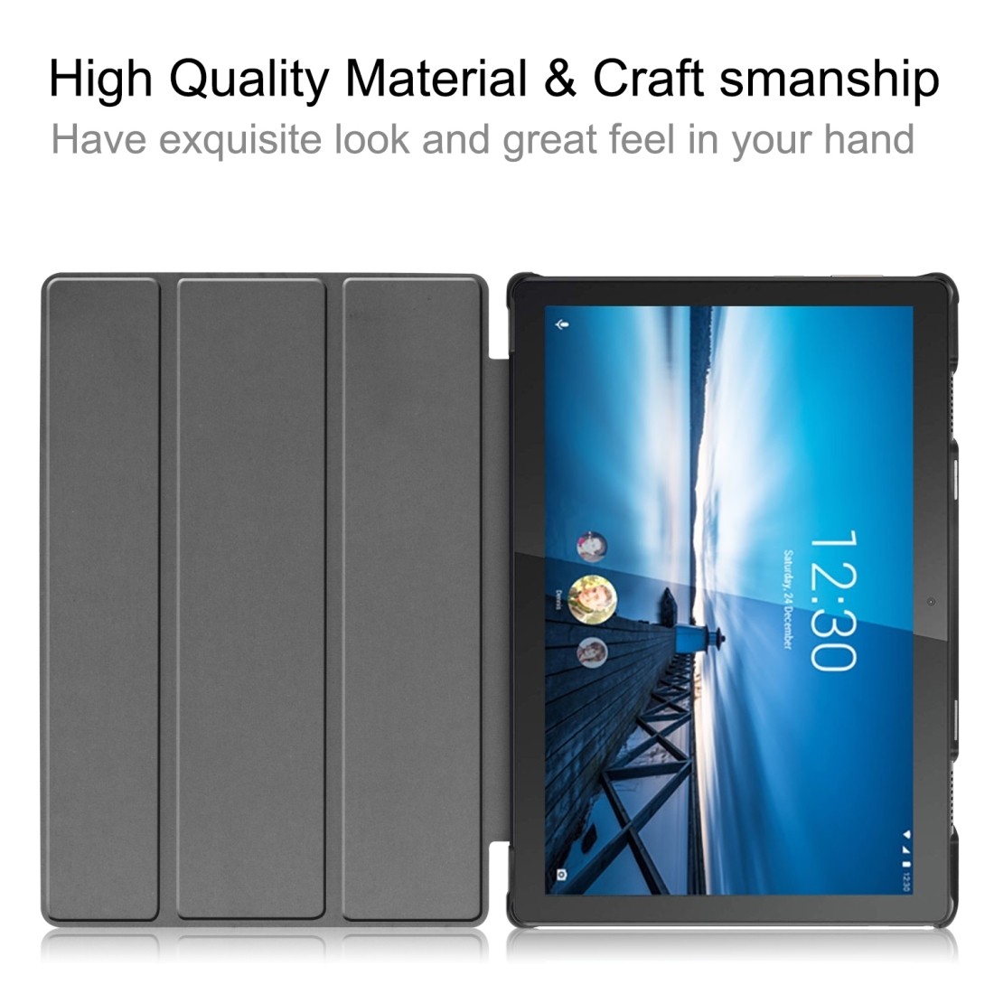 Θήκη Lenovo M10 FHD REL TB-X605FC Γκρι Custer Pattern Pure Color Horizontal Flip Case Grey