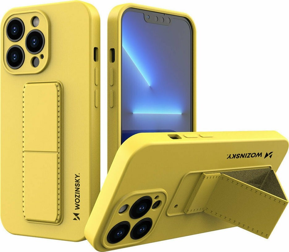 iPhone 13 Pro Max Θήκη Σιλικόνης Κίτρινη Wozinsky Kickstand Case Flexible Silicone Cover With A Stand Yellow