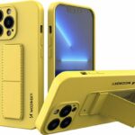 iPhone 13 Θήκη Σιλικόνης Κίτρινη Wozinsky Kickstand Case Flexible Silicone Cover With A Stand Yellow