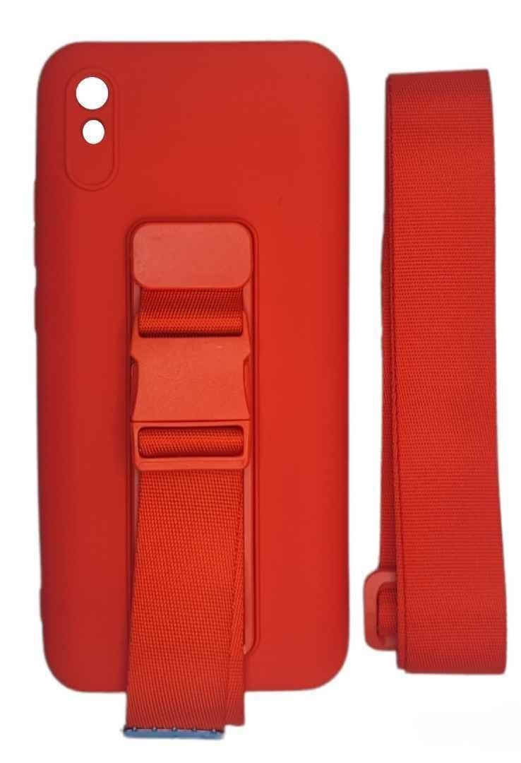 Xiaomi Redmi 9A / 9AT Θήκη Σιλικόνης Κόκκινη Rope Case Gel TPU Airbag Case Cover with Lanyard Red