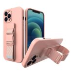 Xiaomi Poco M4 Pro 5G Θήκη Σιλικόνης Ροζ - Χρυσή Rope Case Gel TPU Airbag Case Cover with Lanyard Rose - Gold