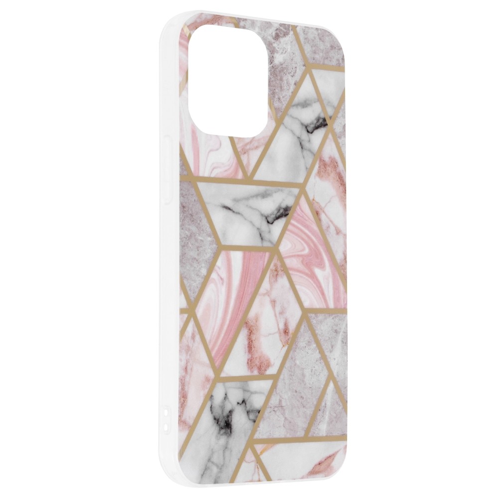 iPhone 13 Θήκη Σιλικόνης Marble Series Back Cover Pink Hex