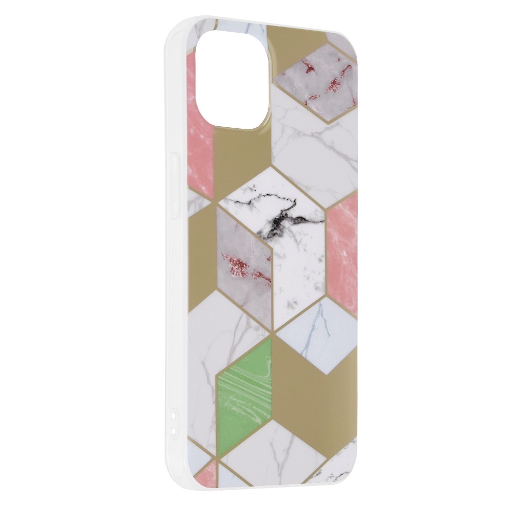 iPhone 13 Θήκη Σιλικόνης Techsuit Marble Series Back Cover Purple Hex